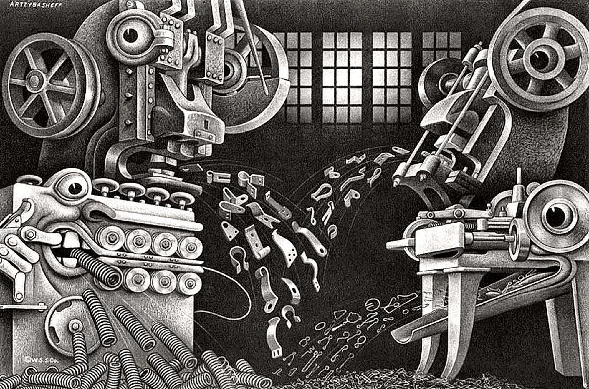 humanistic machines chewing up metal