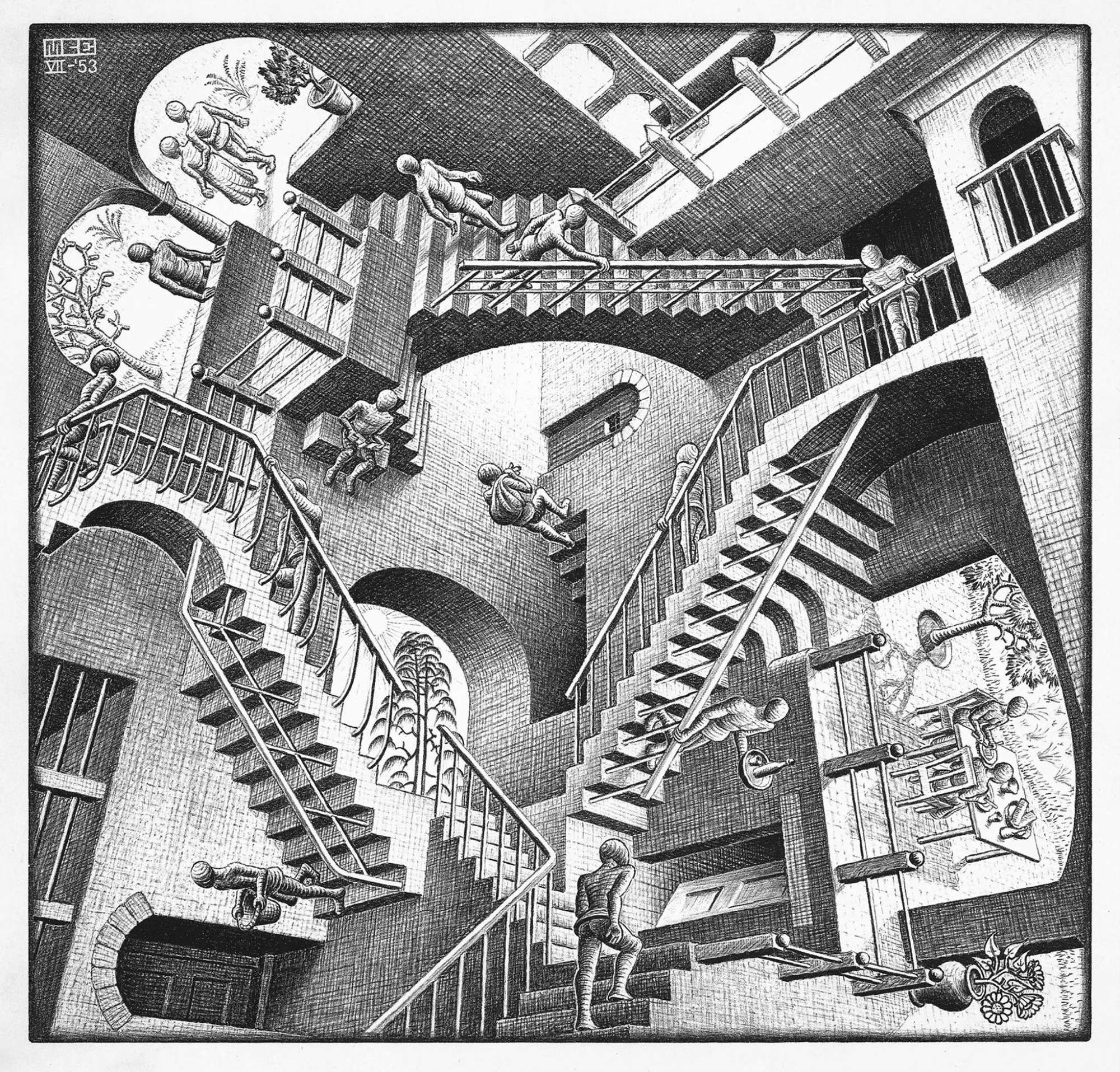 drawing of impossible stairways and views and angles that cannot exist