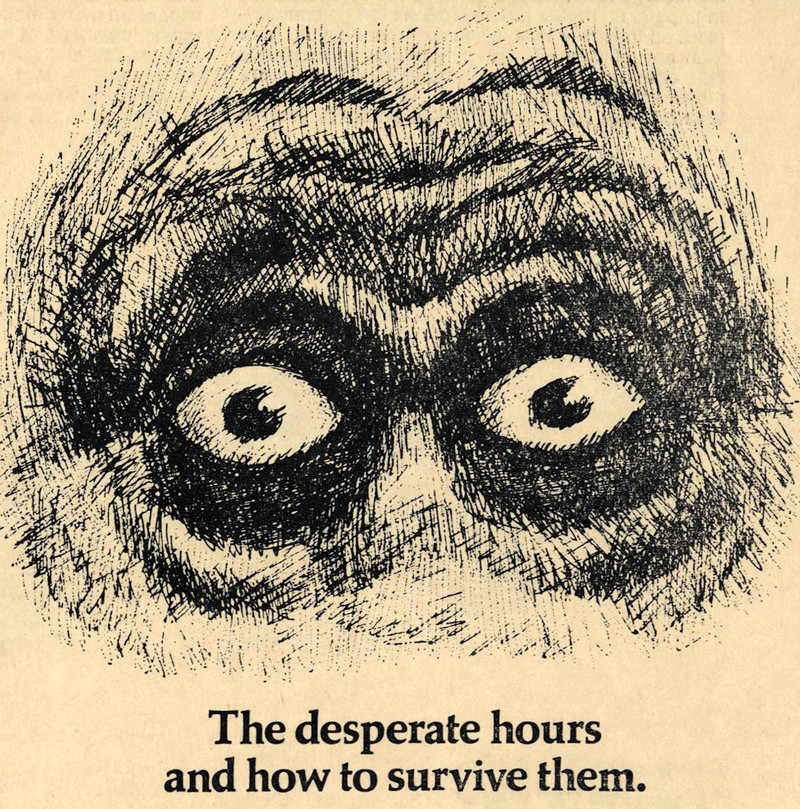 staring eyes,
The desperate hours and how to survive them.