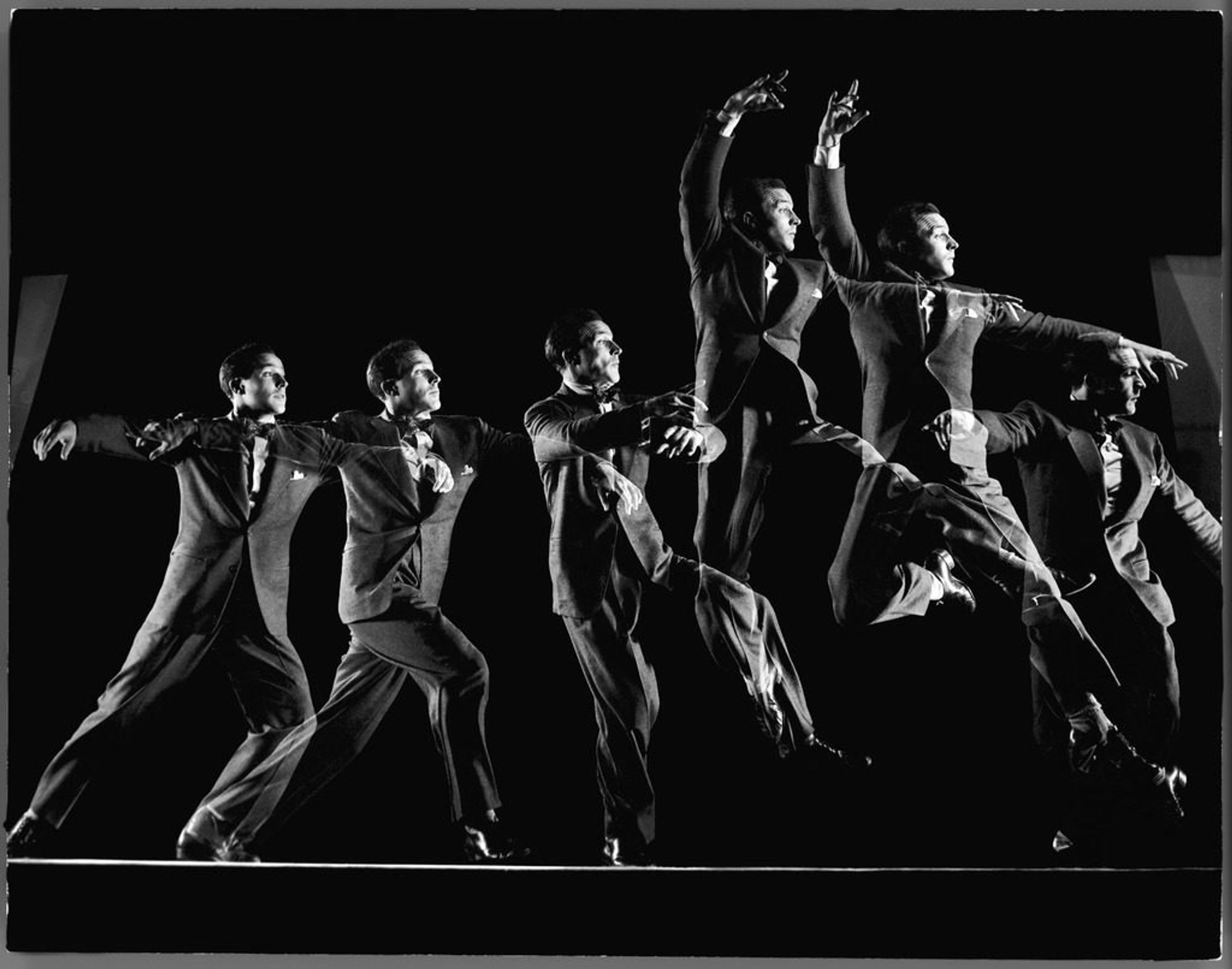 a single image but the use of a strobe flash has enabled a dancer to be captured in a balletic movement, appearing to be multiple shots of the same person.