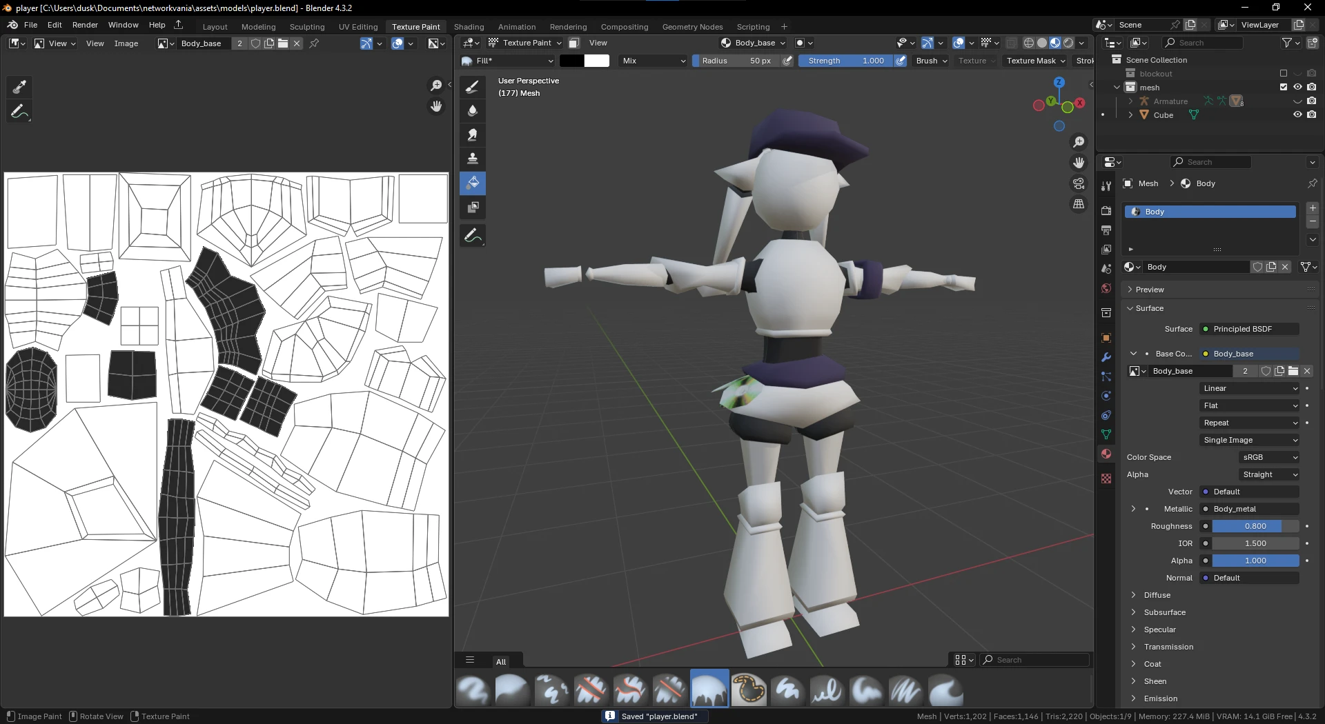 WIP character model screenshot