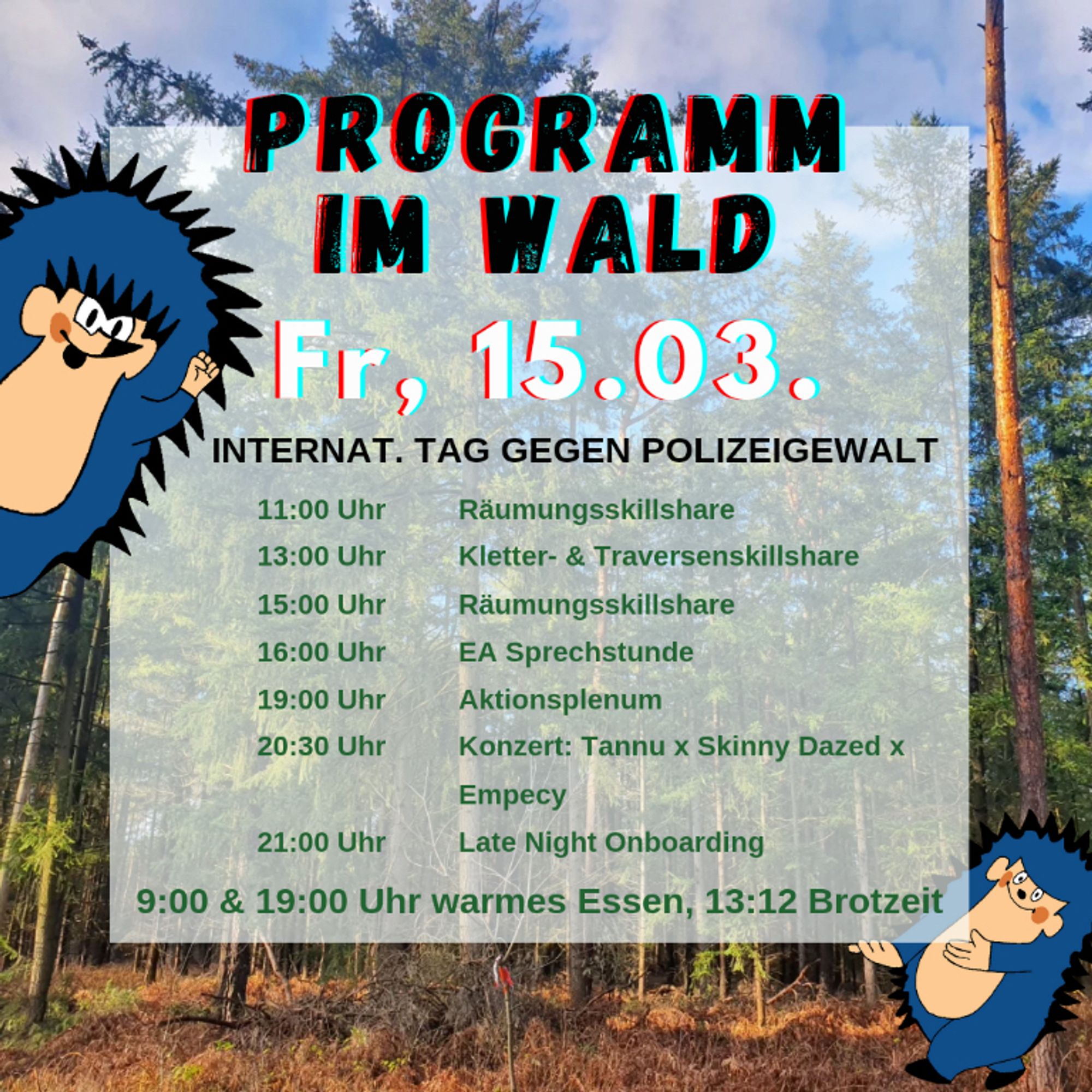 Zeigt das Programm vor einem waldigen Hintergrund