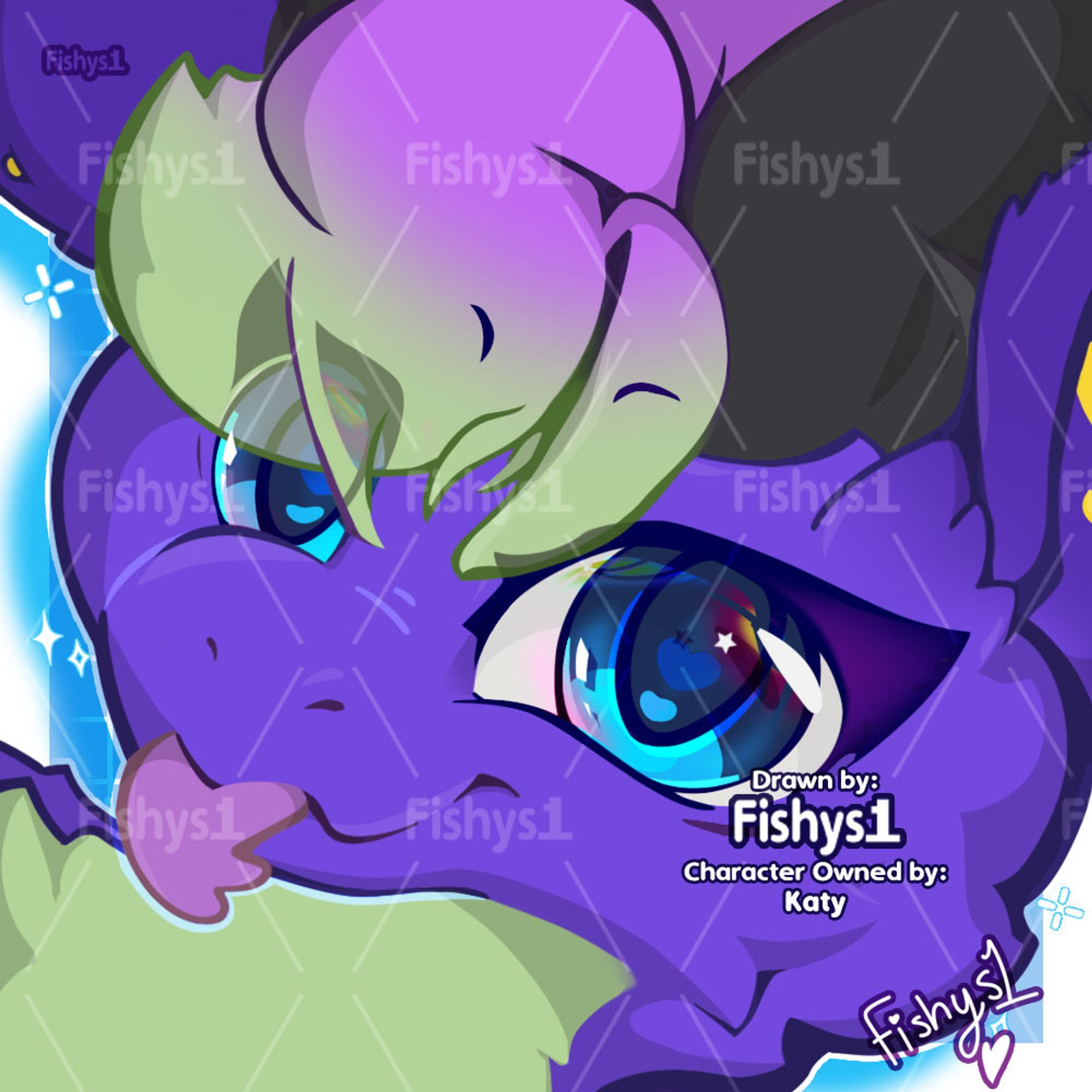 fluffy dragon profile picture cute completed furry commission