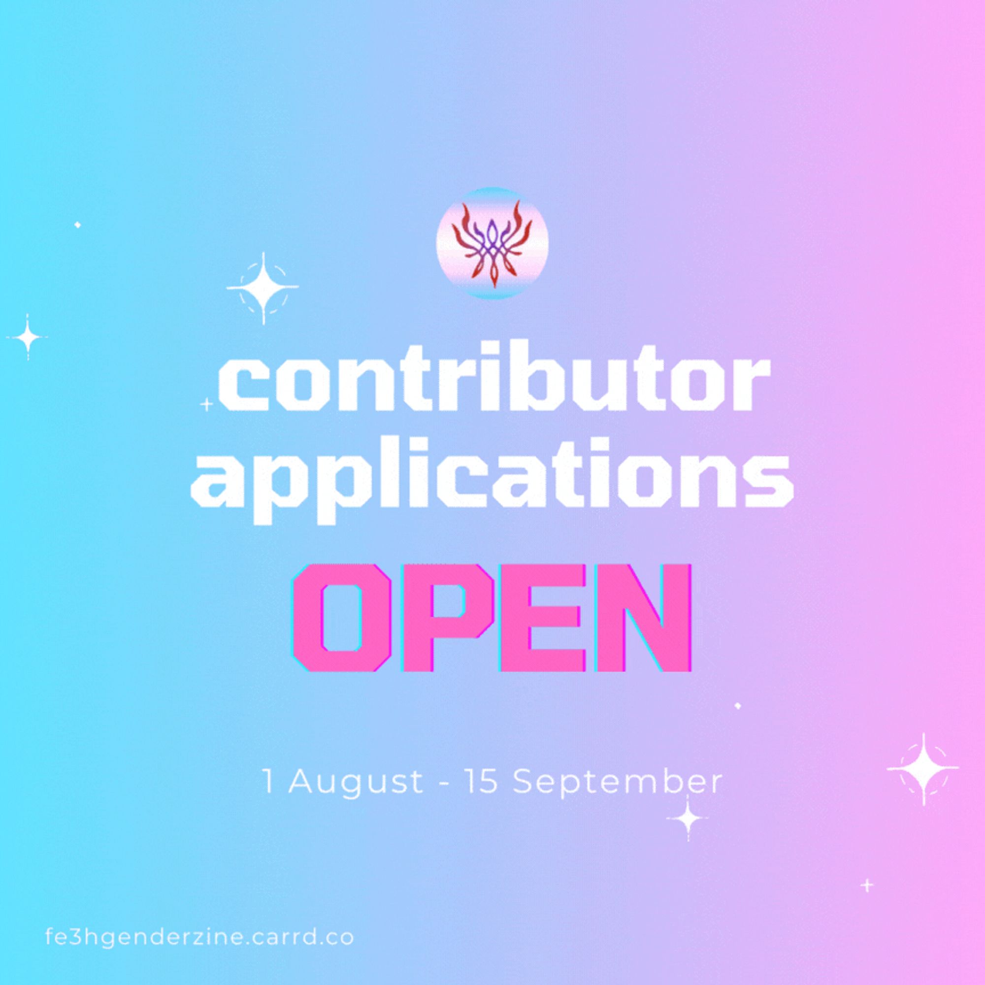 contributor applications open
1 August - 15 September