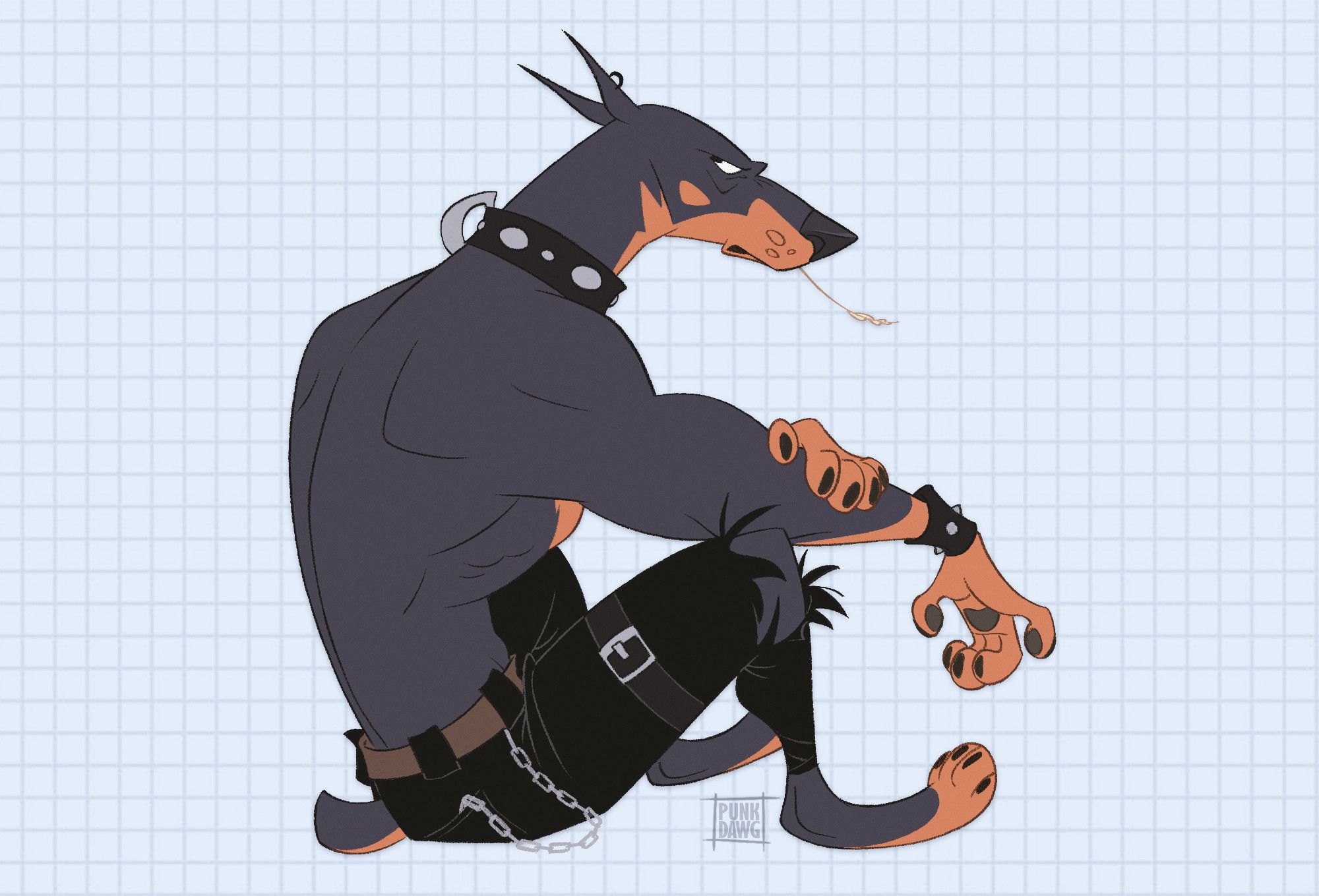 drawing of a punk anthro dobermann