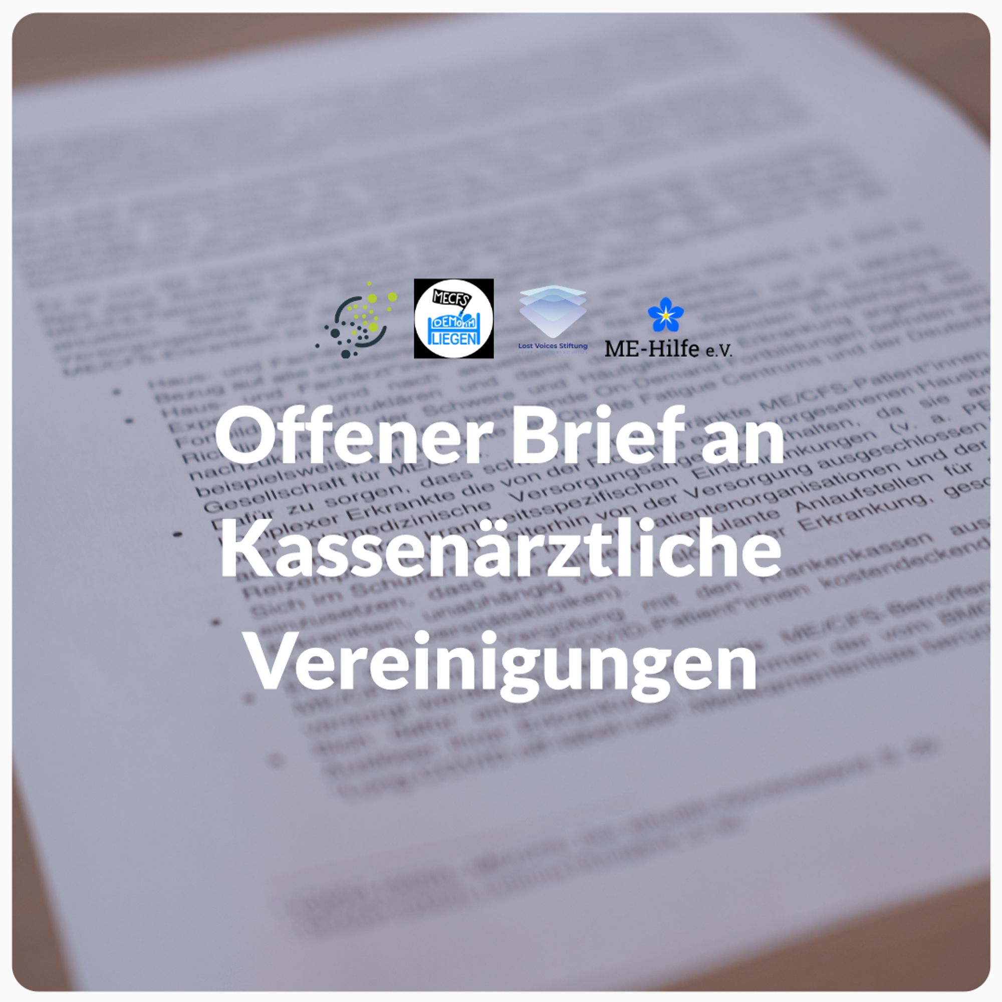 Schriftzug: "Offener Brief an Kassenärztliche Vereinigungen"