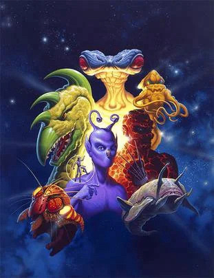 Romas Kukalis painting of Animorphs aliens