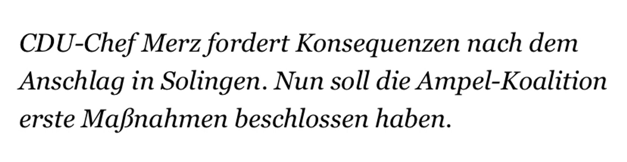 CDU-Chef Merz fordert Konsequenzen nach dem Anschlag in Solingen. Nun soll die Ampel-Koalition erste Maßnahmen beschlossen haben.