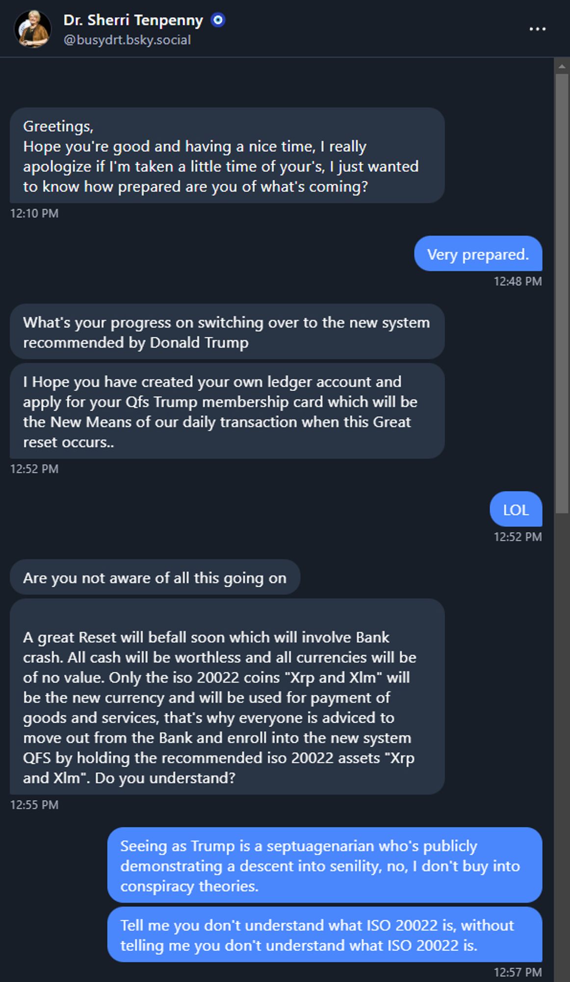 Part one of a very long chat where the scammer tries to scare me into a scam.