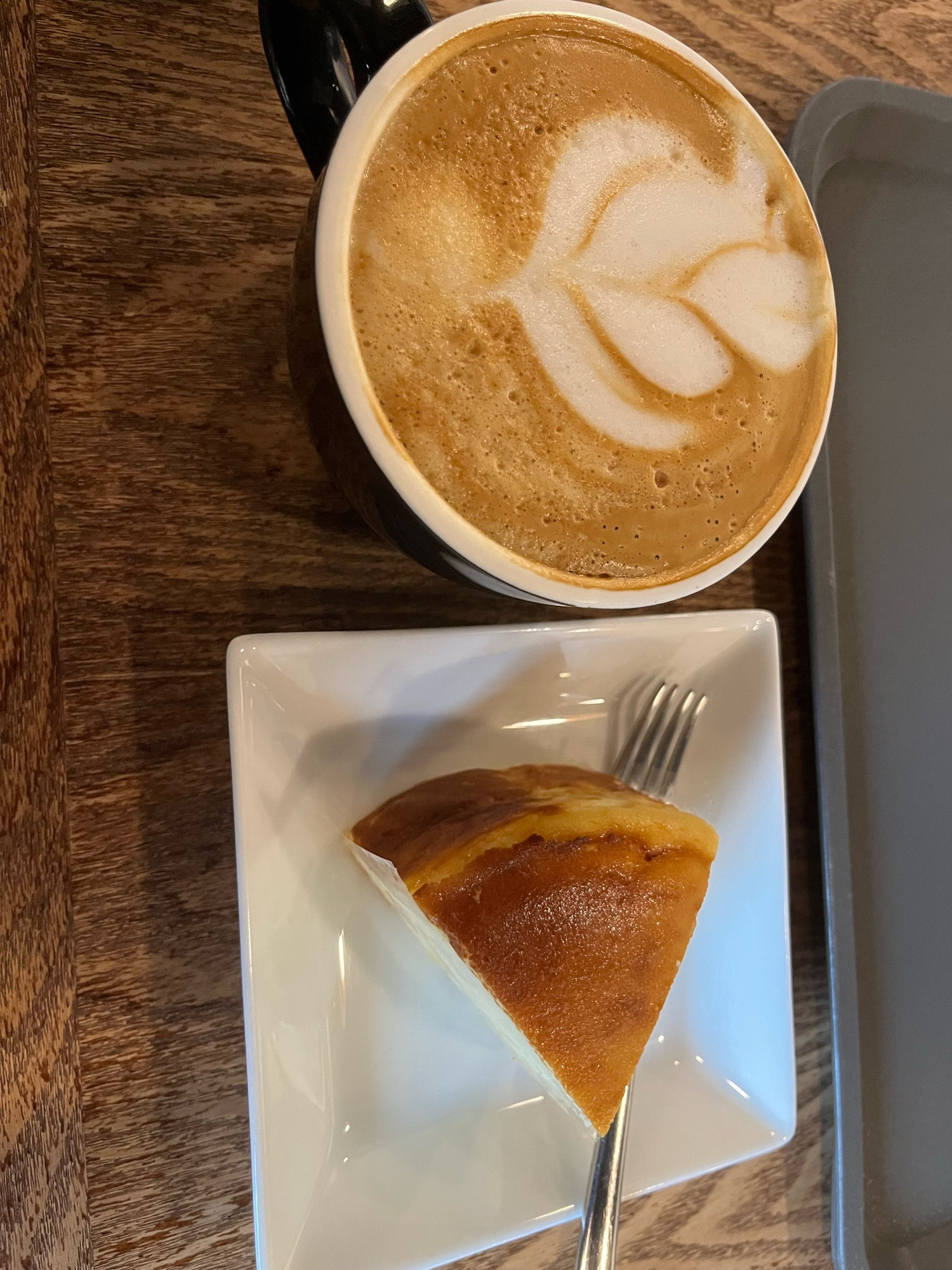 Sweet potato cheesecake and almond latte at Teras Bean