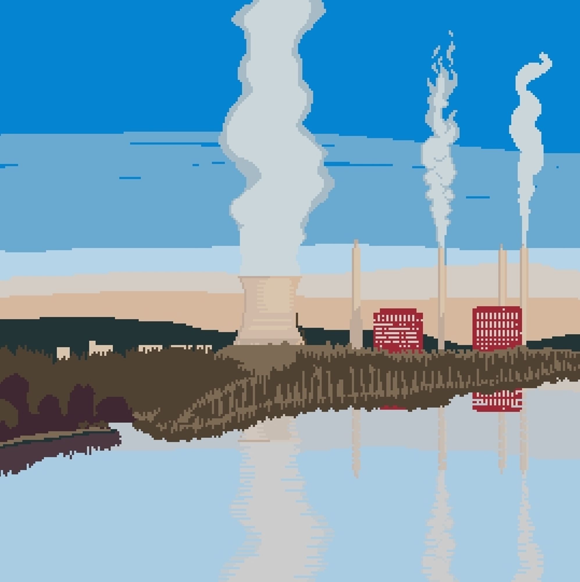 unfinished pixel art of a power plant in ohio