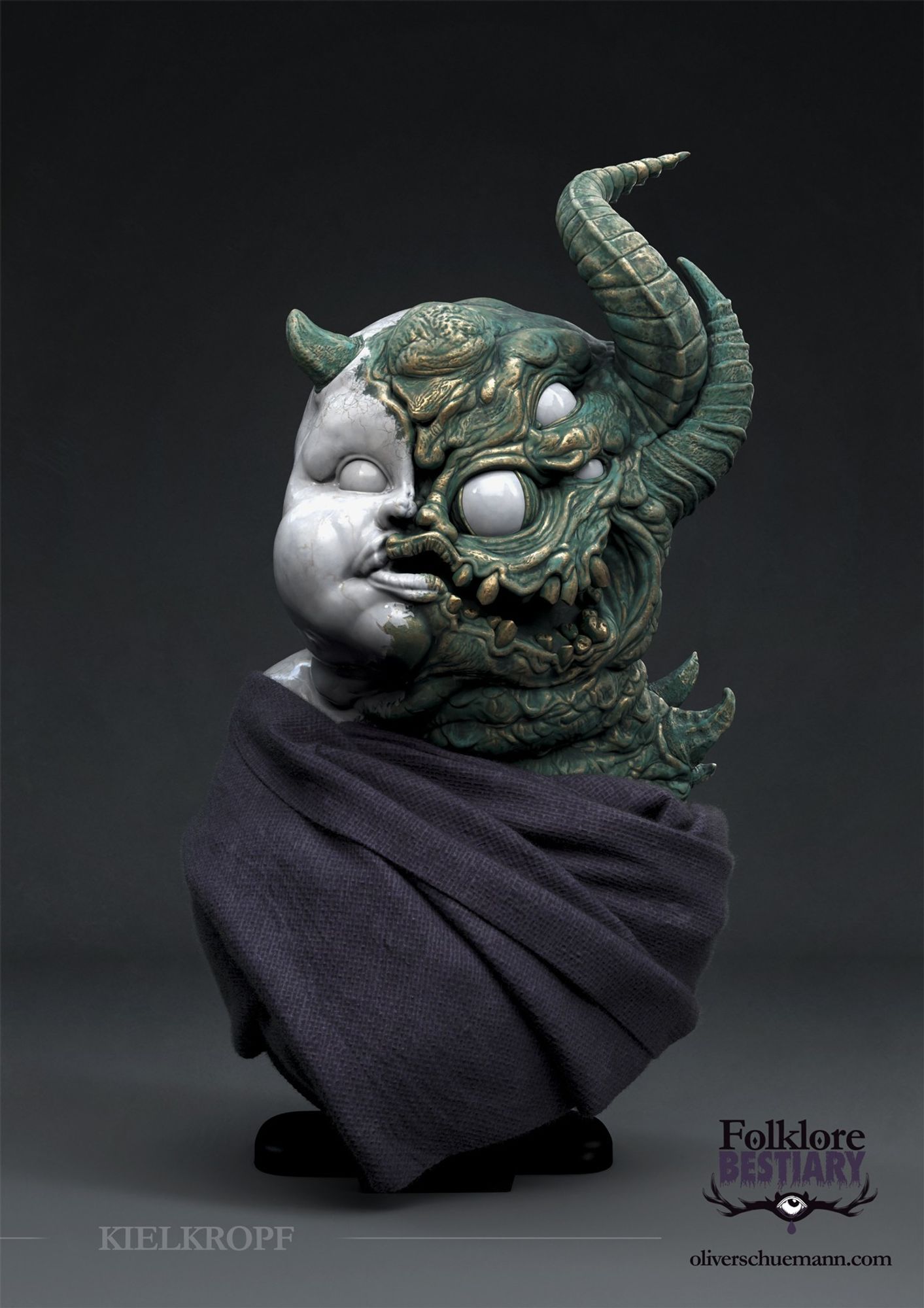 German "Kielkropf" front rendering. Sculpted for the "Folklore Bestiary" collab, hosted by the hellfire sculpting club.