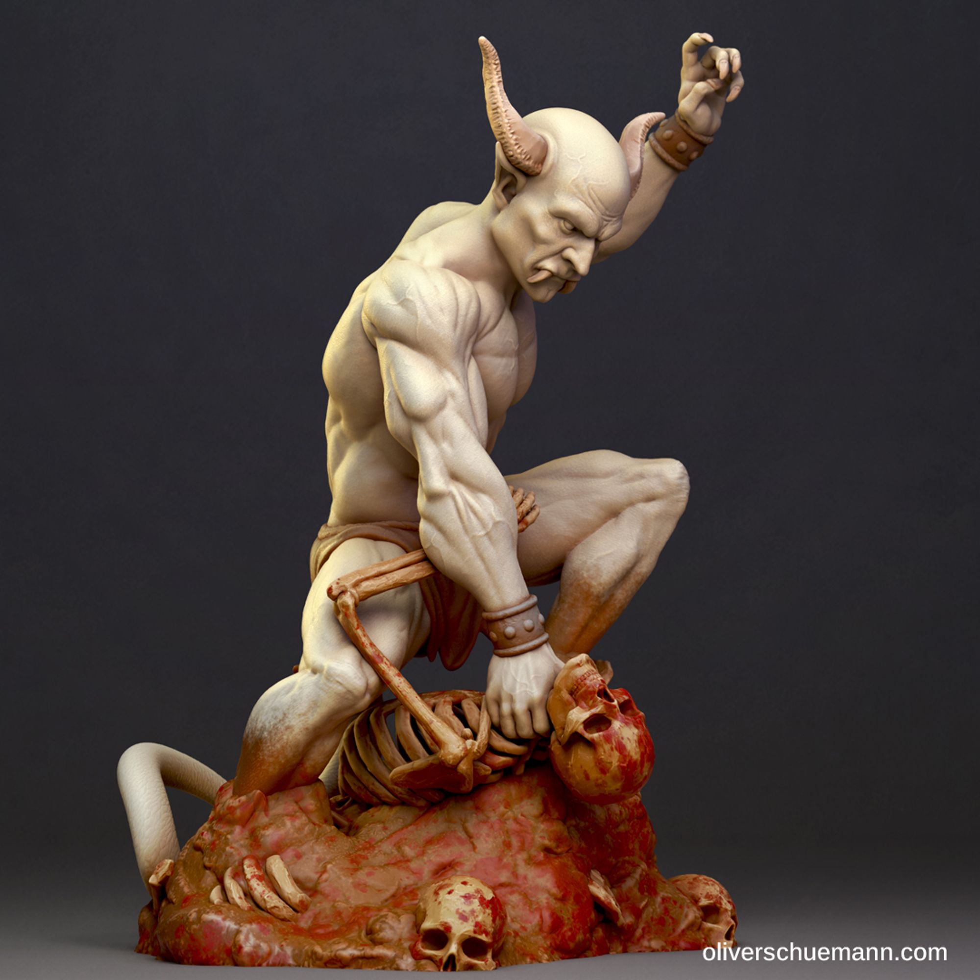 Demon Metal Statue 3/4 view