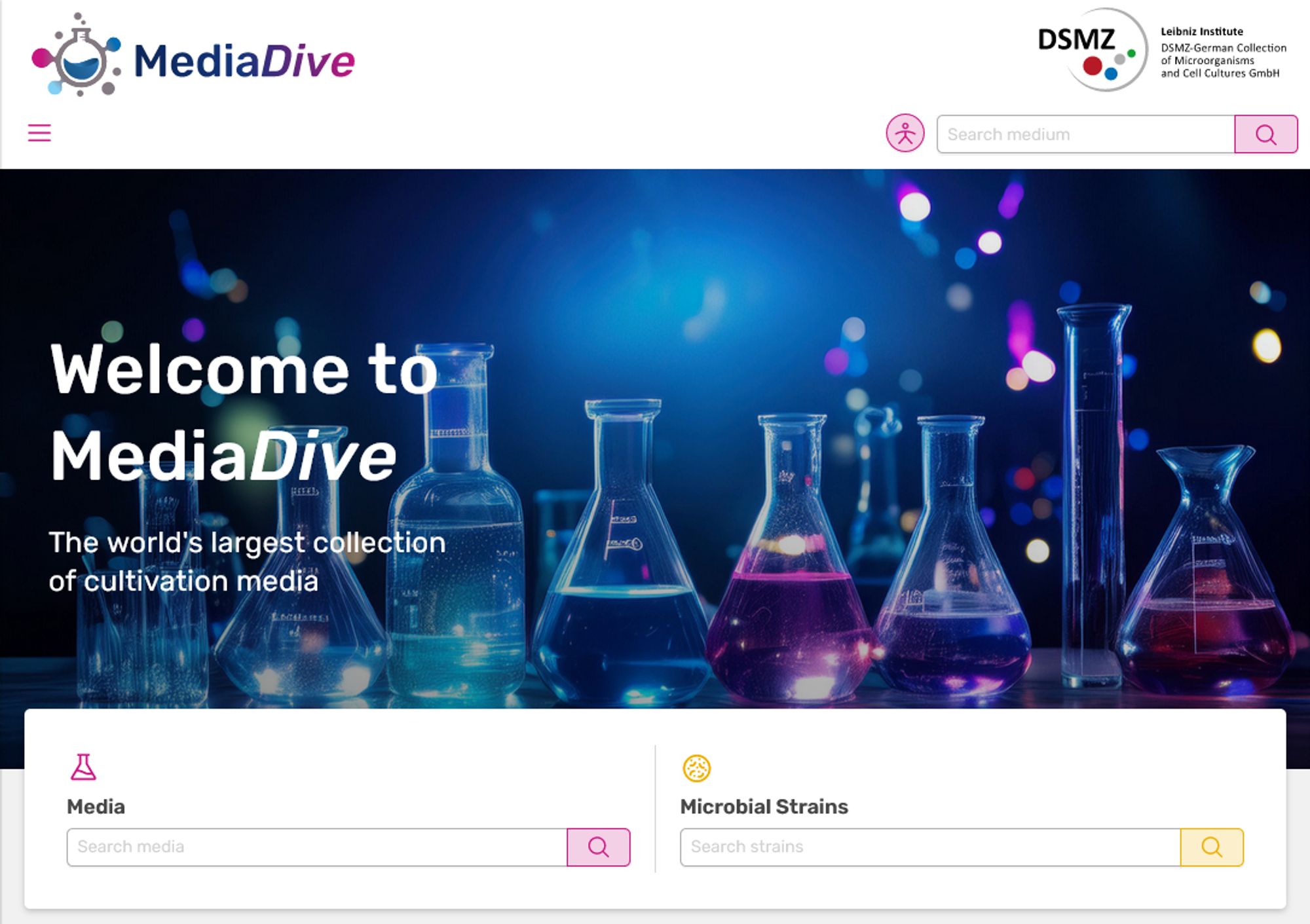 A screenshot of the MediaDive website showing the new color scheme