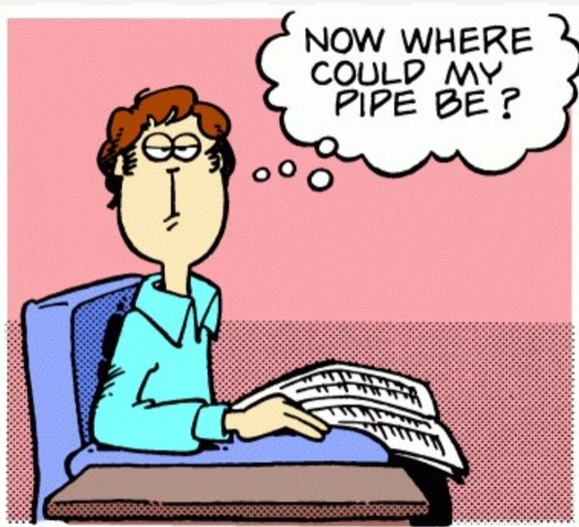 Garfield strip of Jon thinking "Now where could my pipe be?"