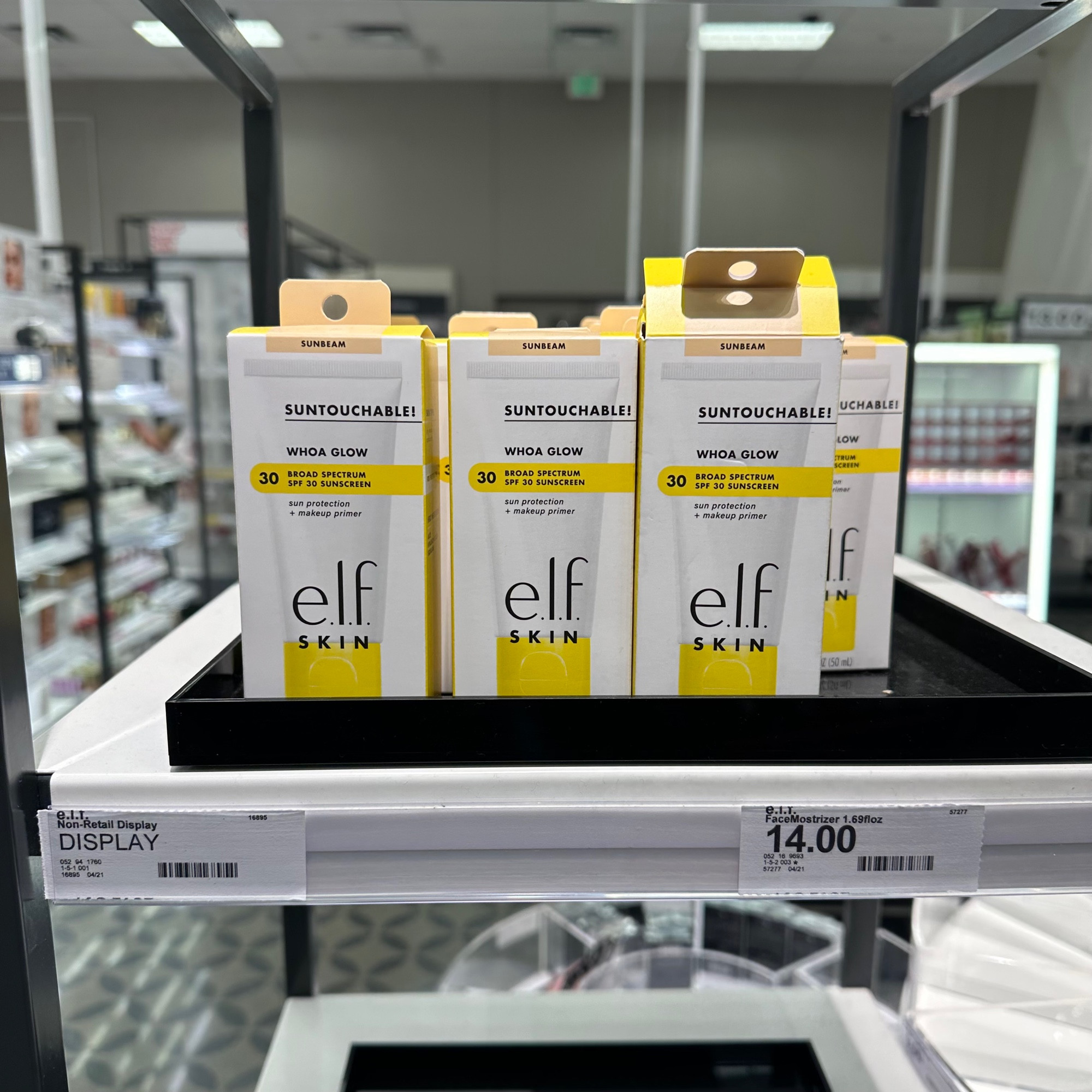 A photo of a beauty product with the brand name “Elf.” The product is sitting on a shelf. 