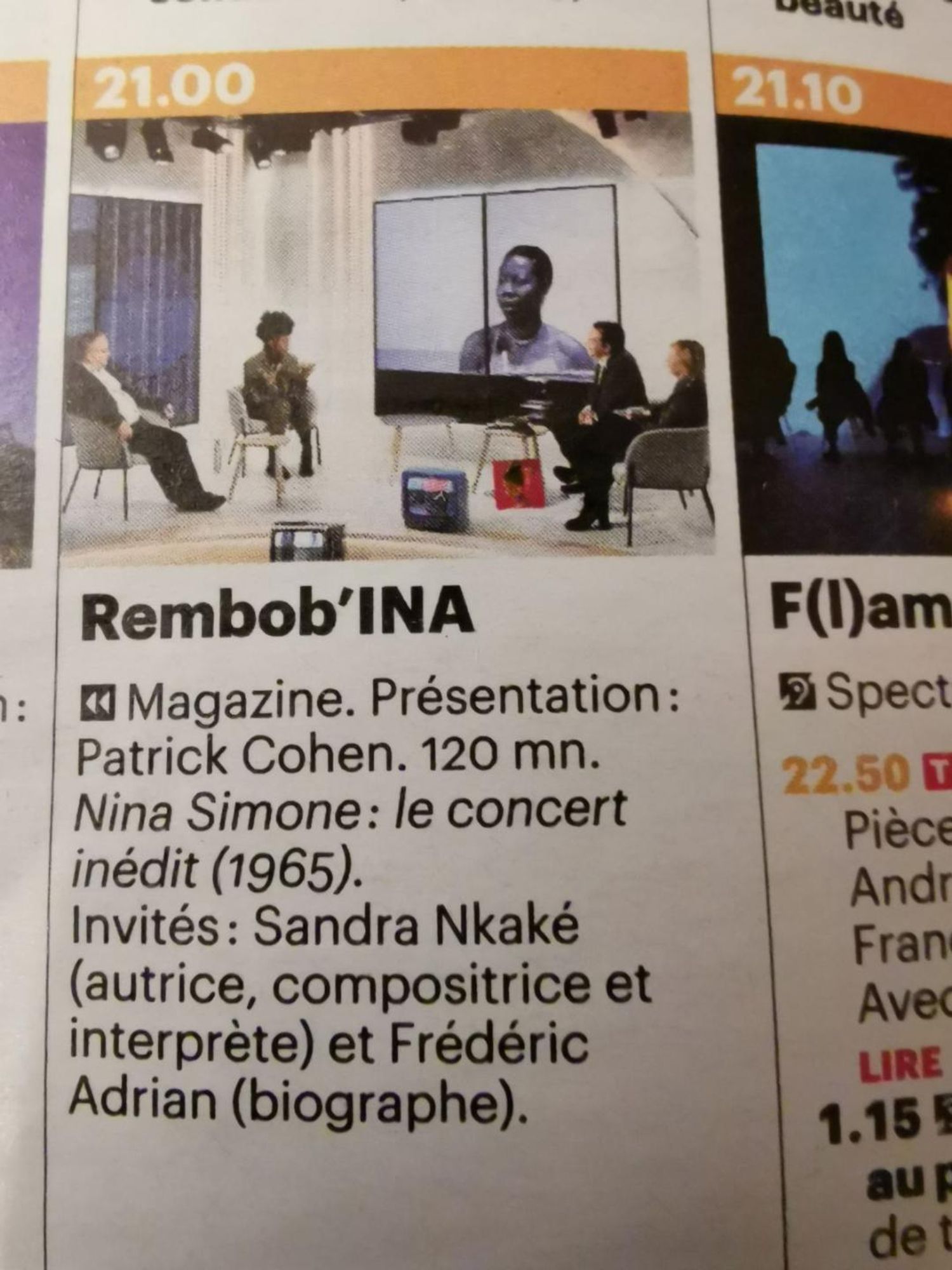 Présentation de l'émission dans Télérama