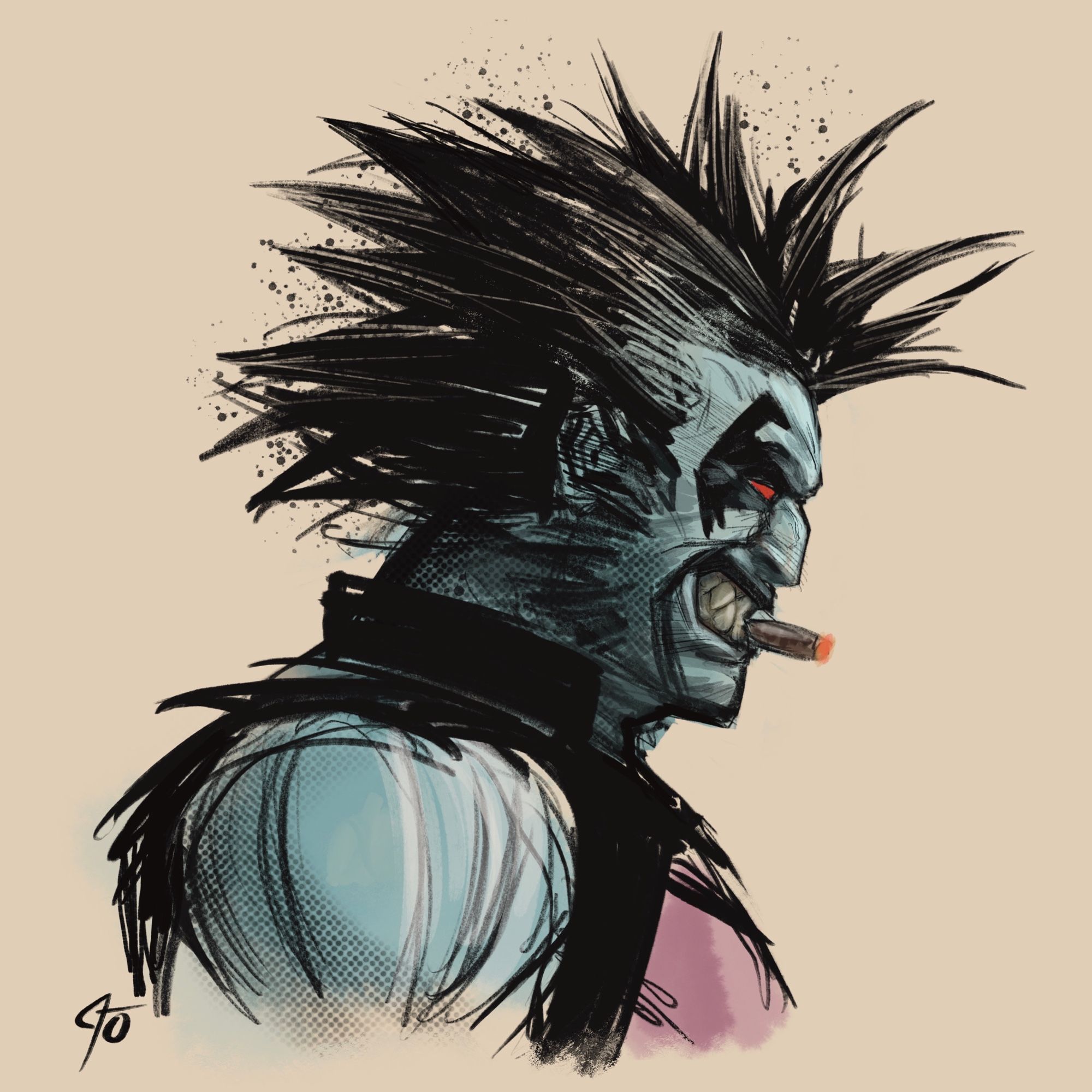 Lobo smoking a stogie