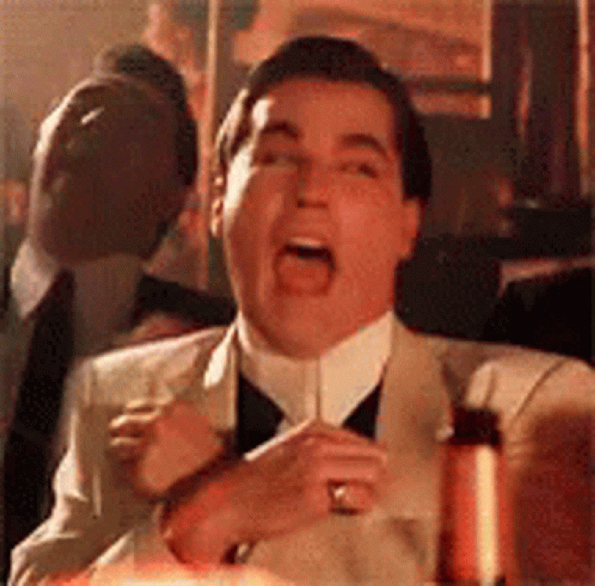 Ray Liotta laughing, in the movie Goodfellas