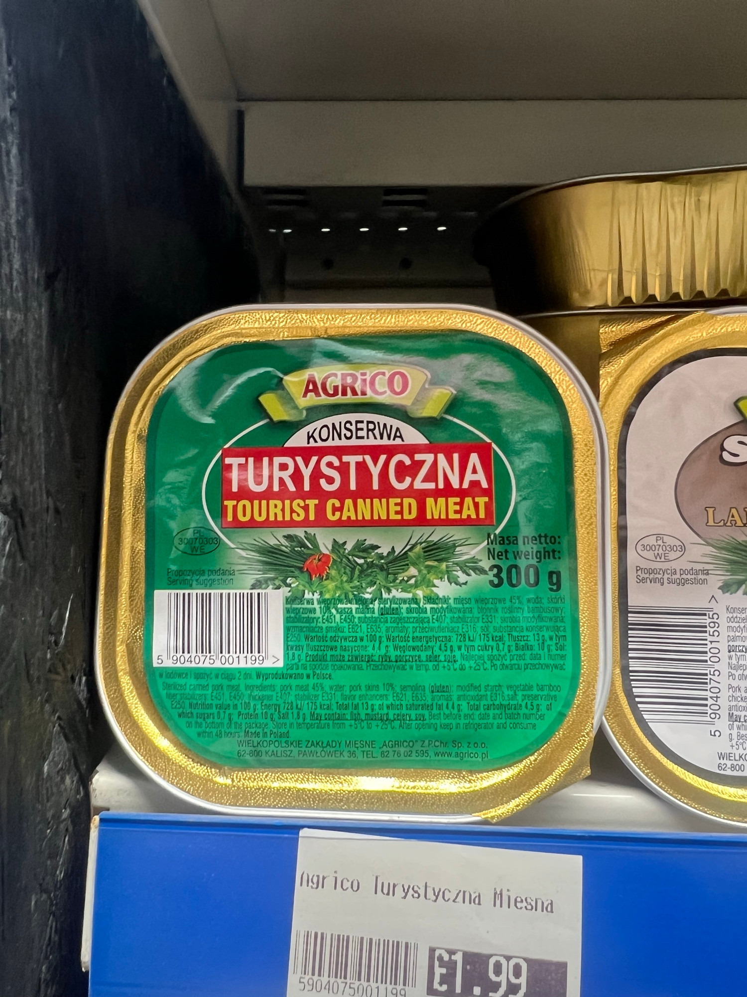 A tin of “TURYSTYCZNA TOURIST CANNED MEAT”
