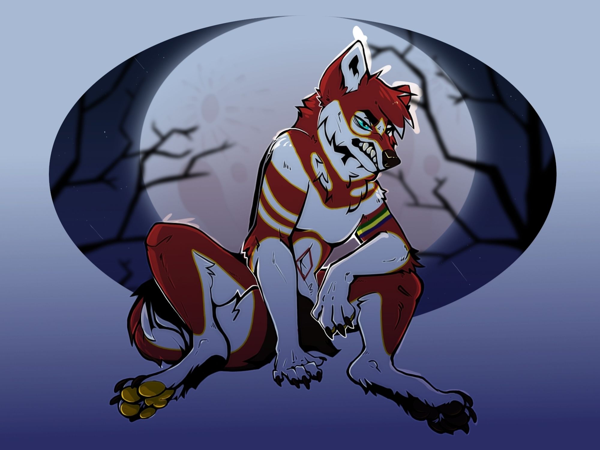 A red and white wolf, furry based on the specie ethiopian wolf. Its an updated of my sona/character.