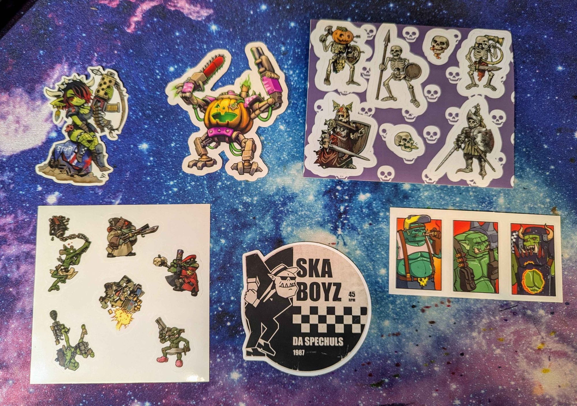 A pile of new orctober stickers