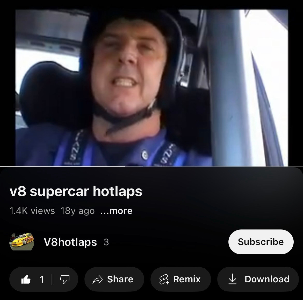 passenger stressing in ride along inside australian v8 supercar race car