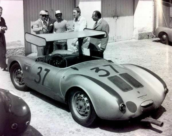 Porsche 550 with large spoiler over the interior