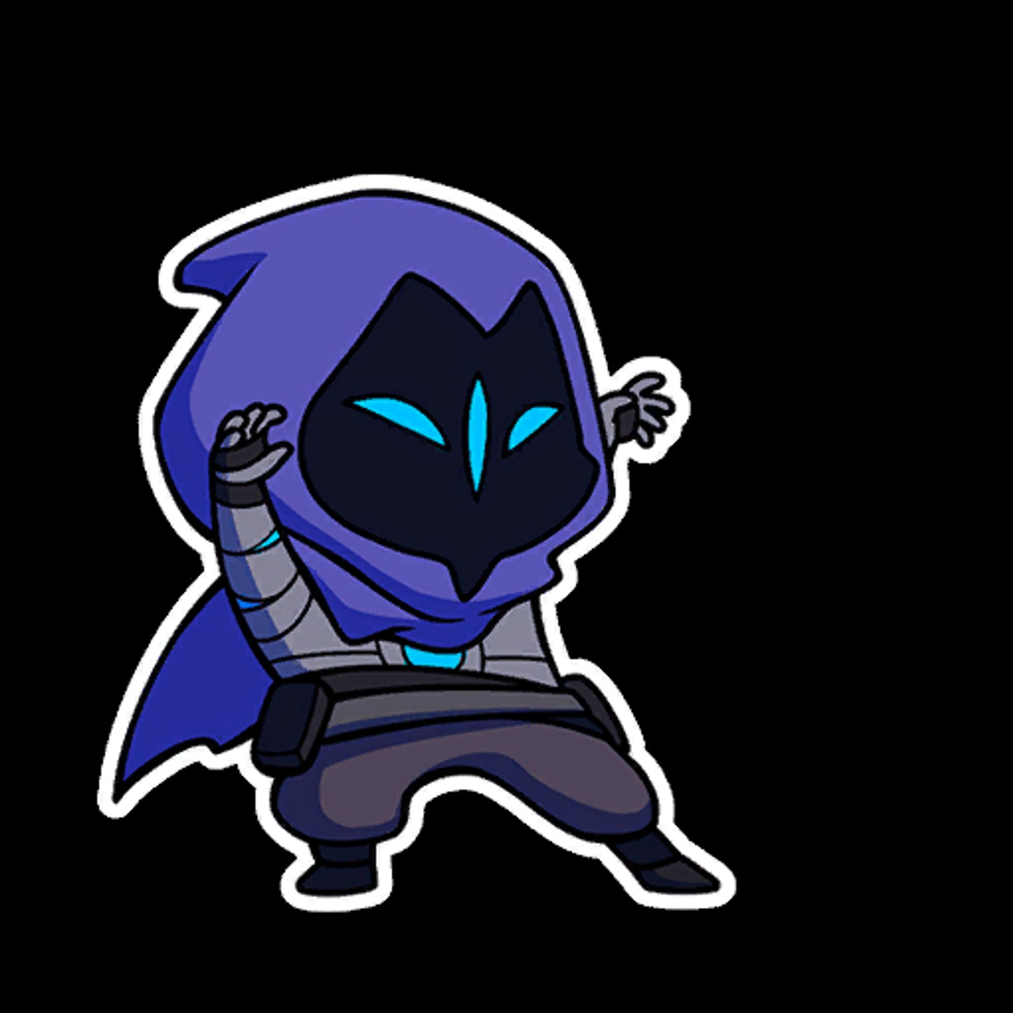 A GIF emote of the Valorant character "Omen" doing a cat meme dance. Source: https://valorantinfo.com/sprays/omen-cat-dance-spray