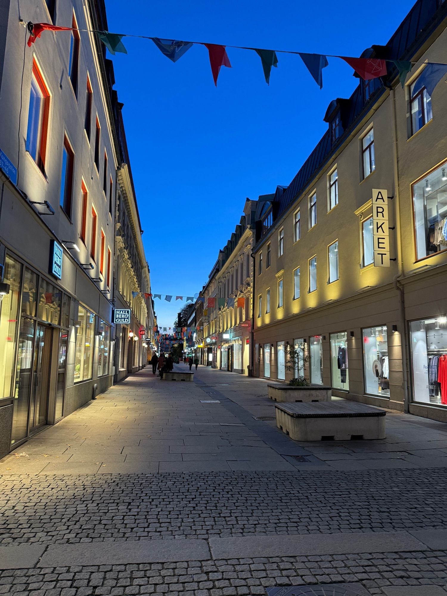 An evening scene in Göteborg pedestrian streets