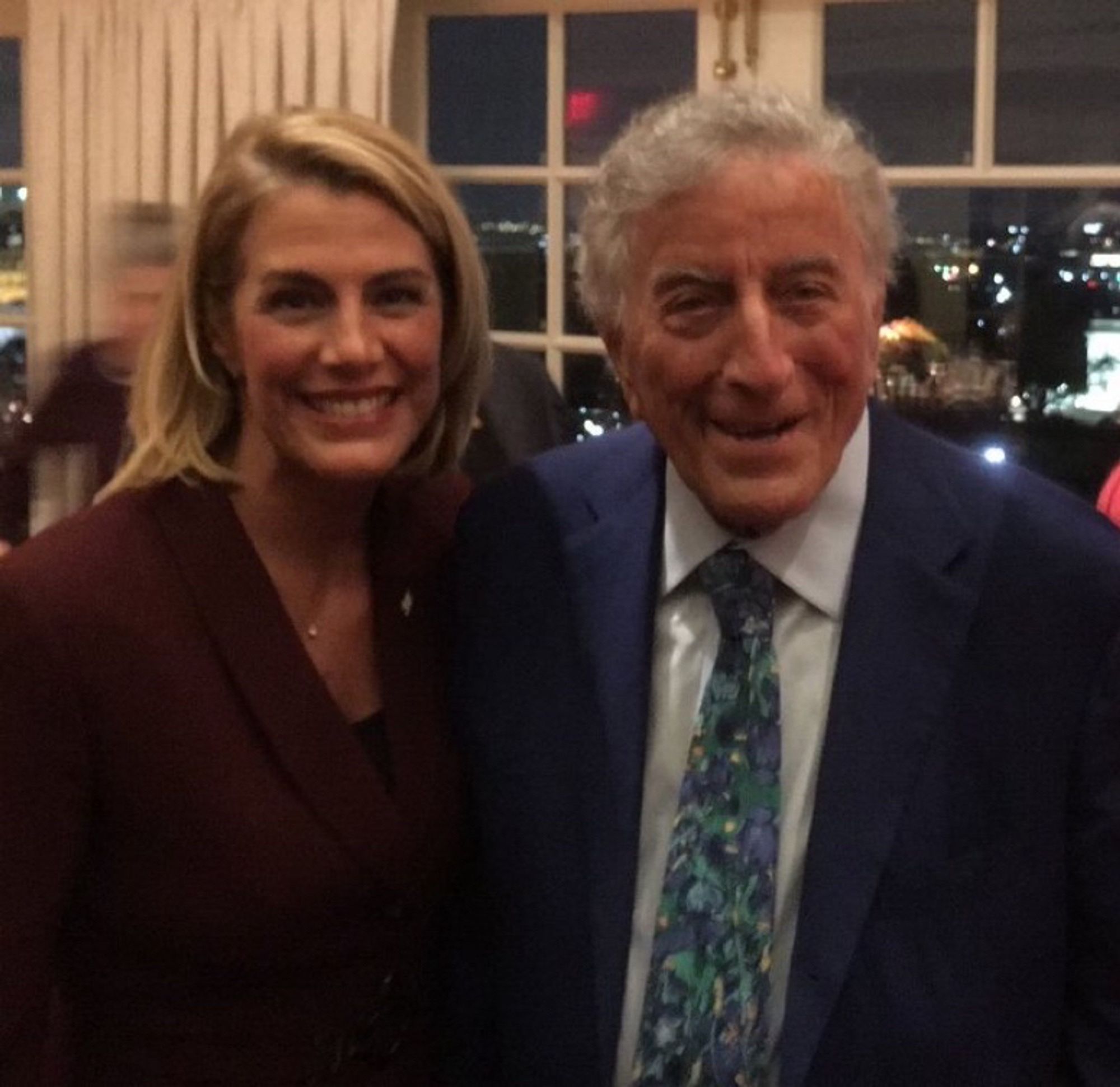 Picture of Sara Nelson and Tony Bennett at the 2017 Library of Congress Gershwin Prize dinner.