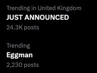 Trending tab reads:
"JUST ANNOUNCED: Eggman"
Referencing the RealTime Sonic FanDub quote.