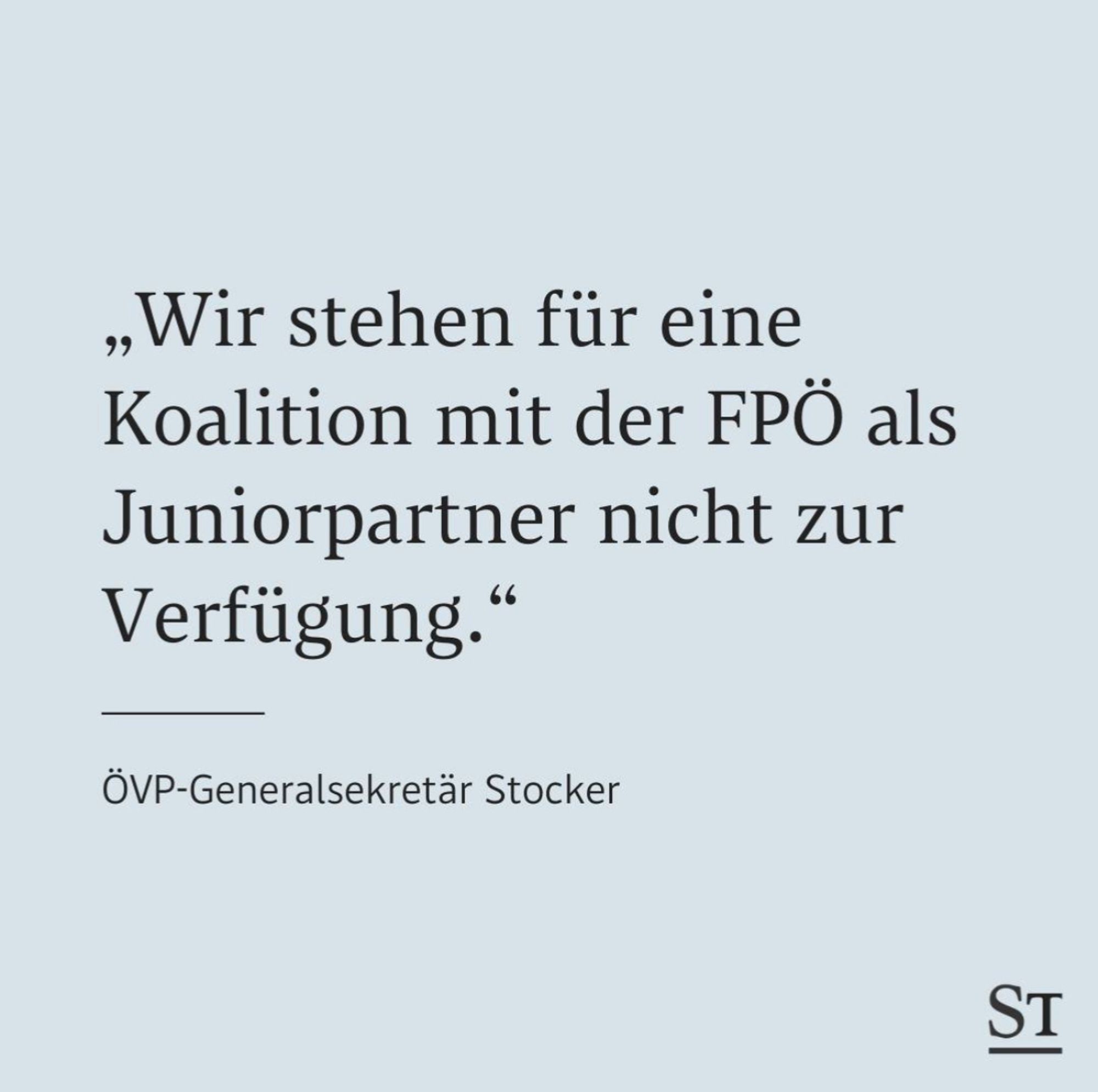 ÖVP-generaal secretaris Stöcker: voor een coalitie met de FPÖ staan wij niet als optie als junior partners.