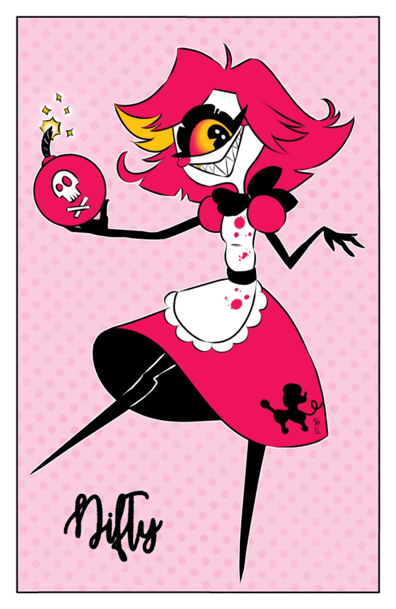 Illustration of Hazbin Hotel character "Nifty"