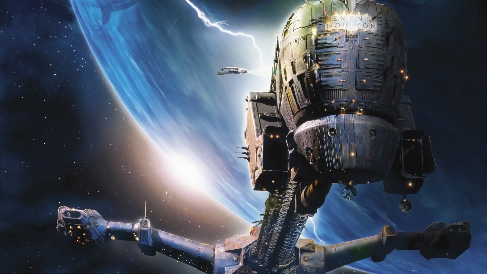 poster art from the movie featuring the eponymous spaceship floating in space above a blue planet (neptune maybe?). 