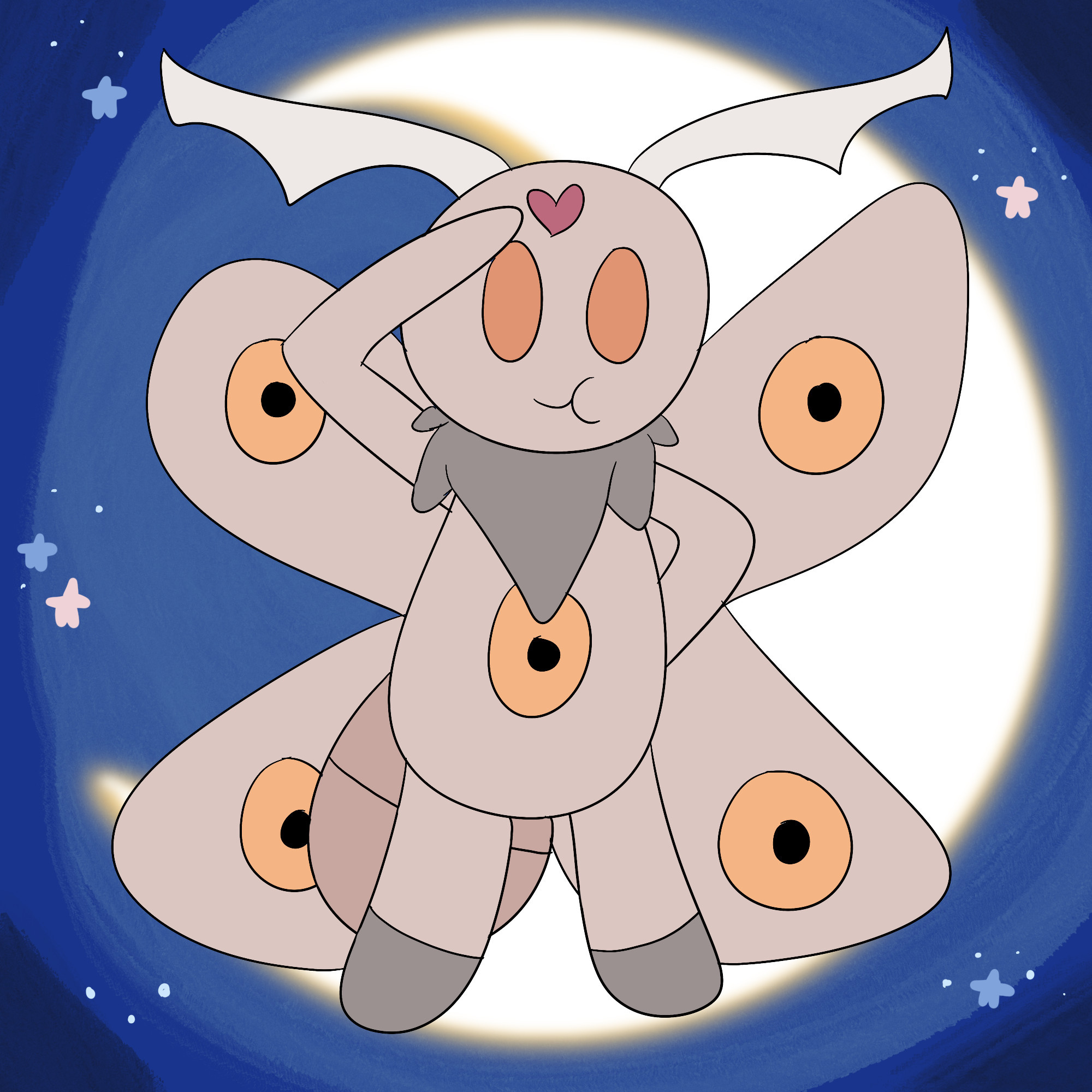 A picture of Yin as a moth, doing the Sailor Moon pose.