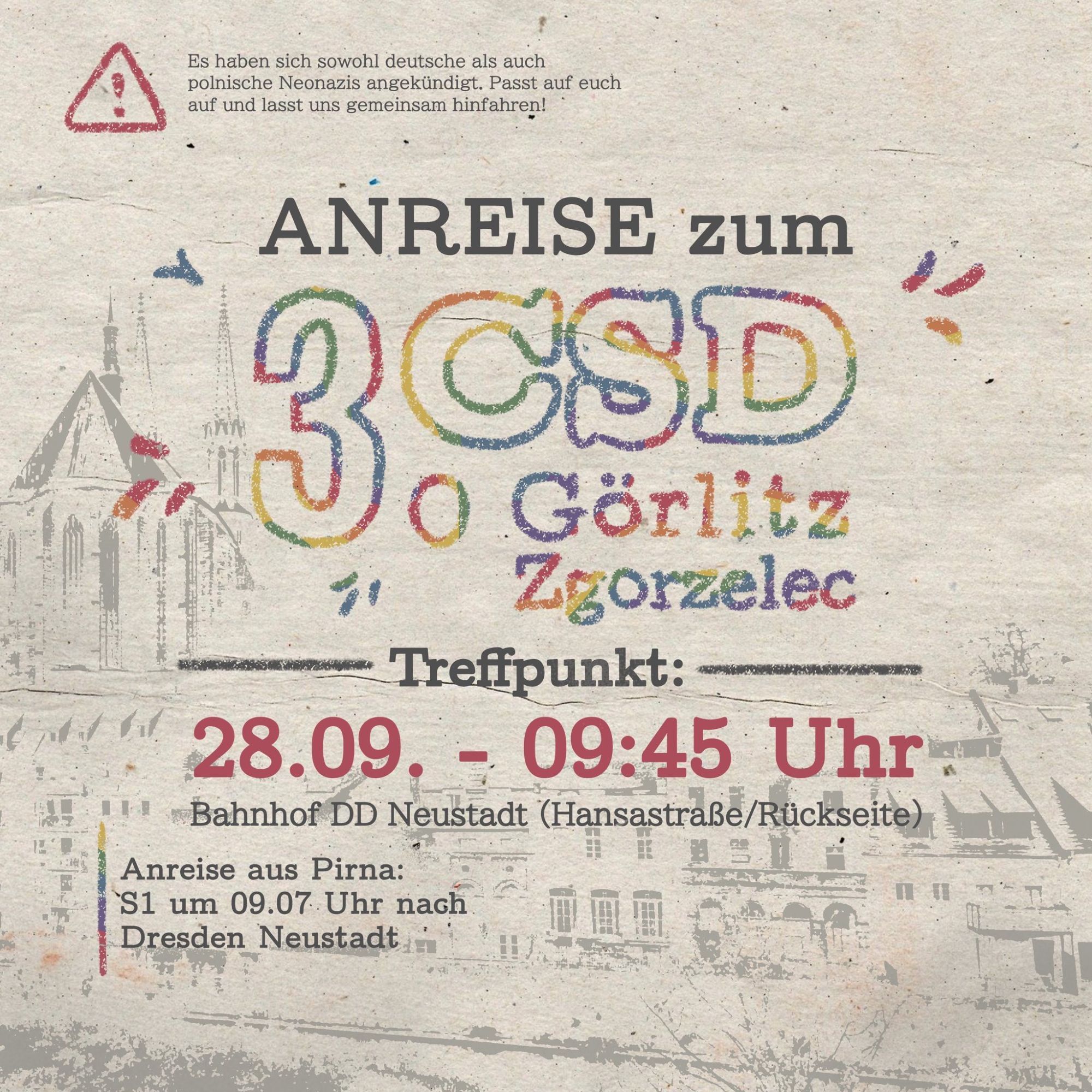 Sharepic announcing the common journey to Görlitz.
Same infos as in the post.