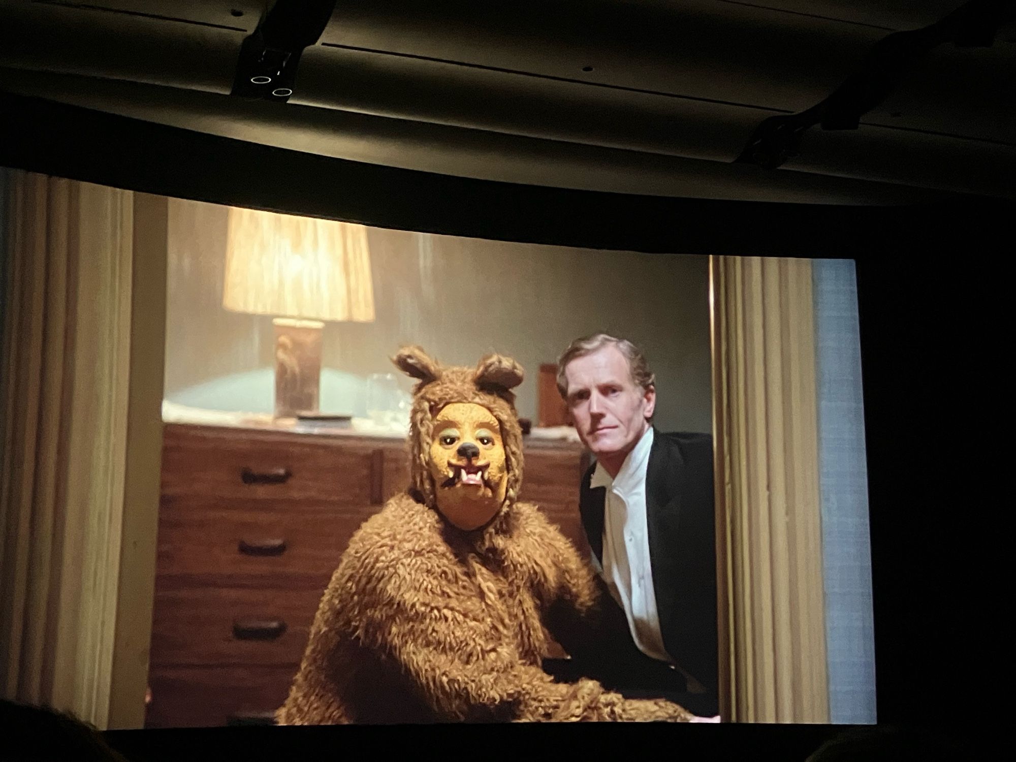 The bear scene from The Sining up on the big screen.