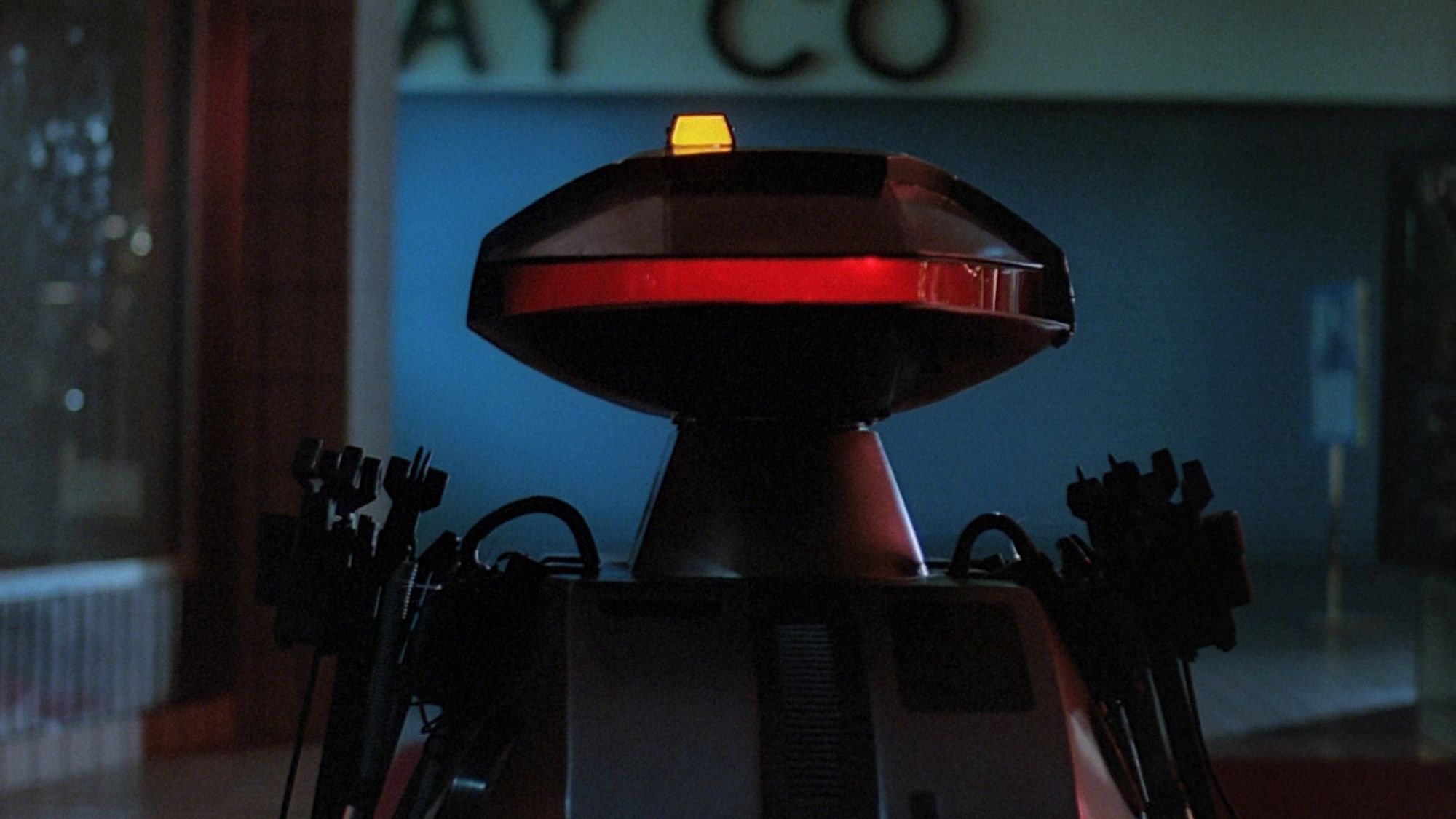 A Killbot in a still from Chopping Mall.