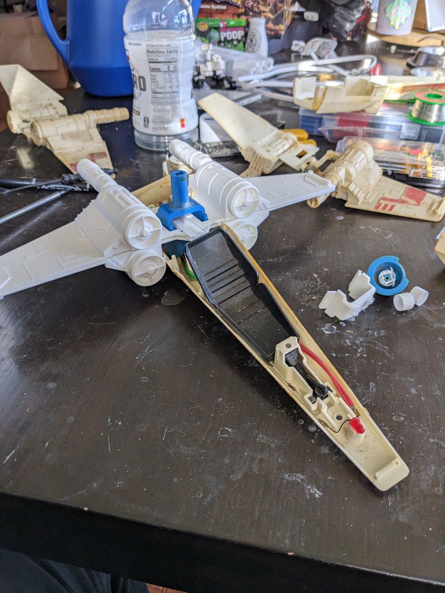 A Kenner X-wing with new 3D printed replacement wings.