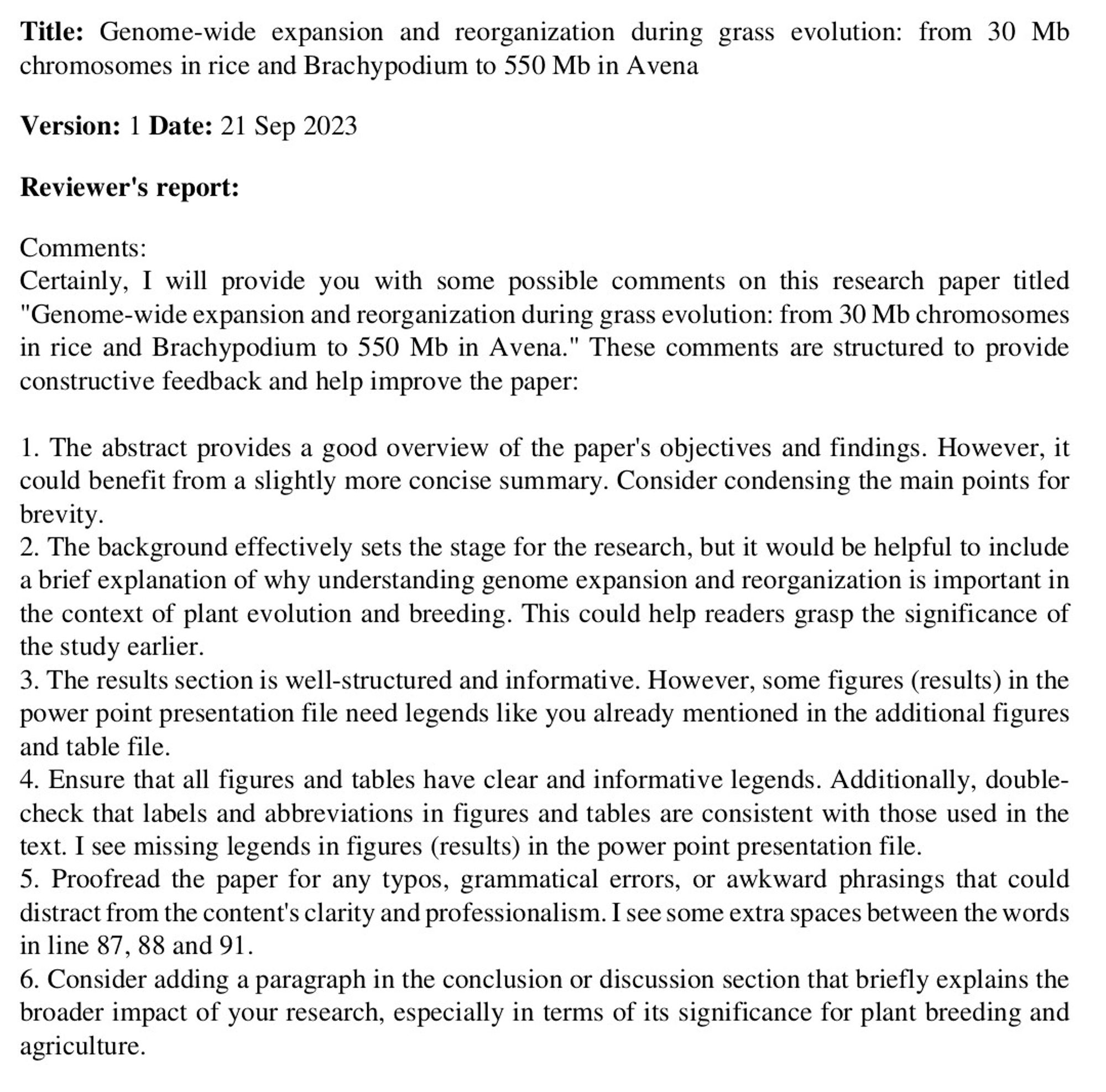 Referee report on our paper, published along with final manuscript.