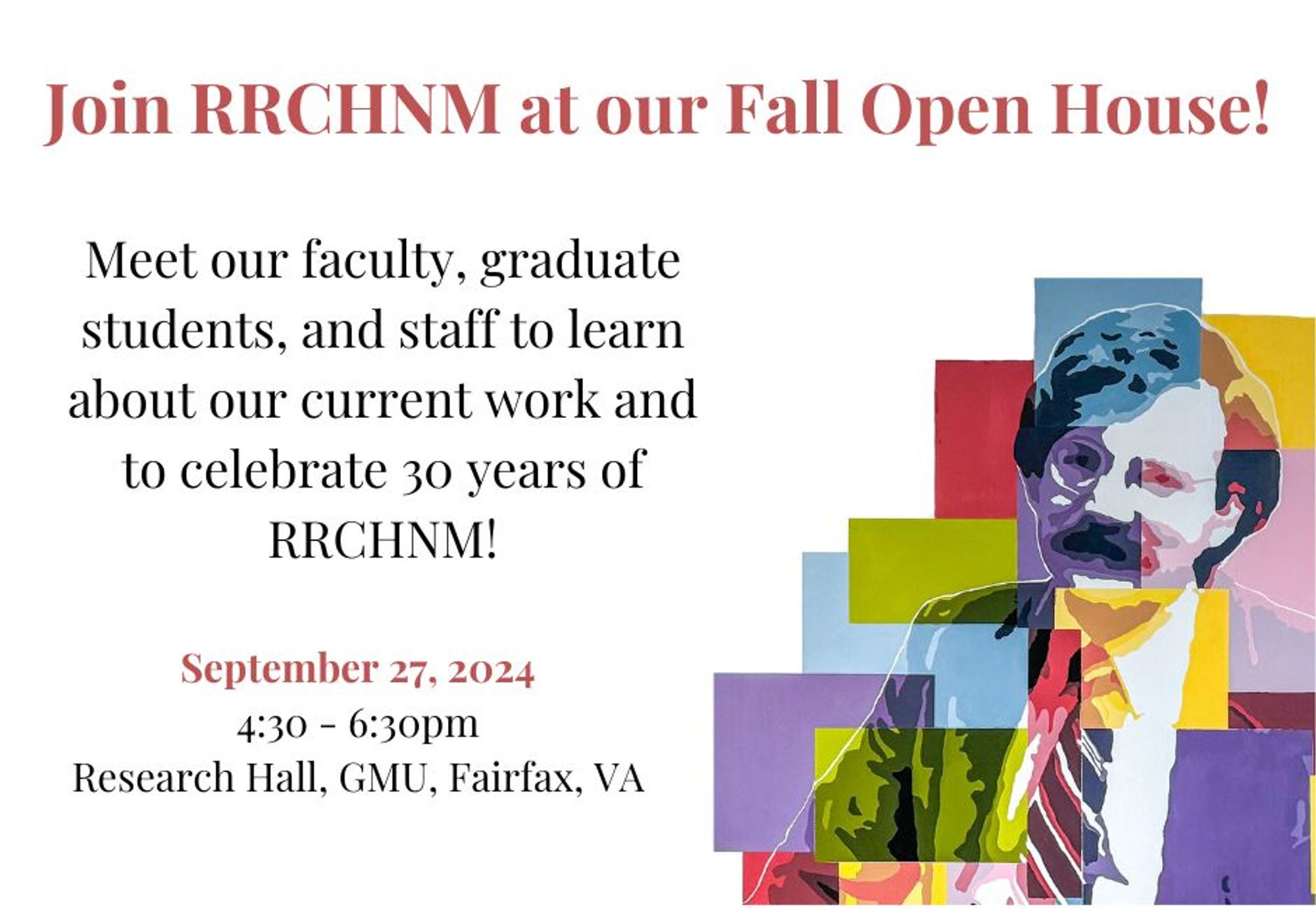 Join RRCHNM at our Fall Open House!

Meet our faculty, graduate students, and staff to learn about our current work and to celebrate 30 years of RRCHNM! 

September 27, 2024
4:30 - 6:30pm
Research Hall, GMU, Fairfax, VA