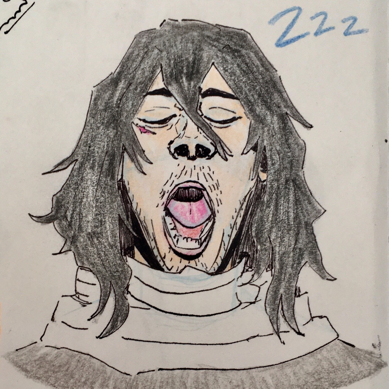 Shota Aizawa from My Hero Academia yawning