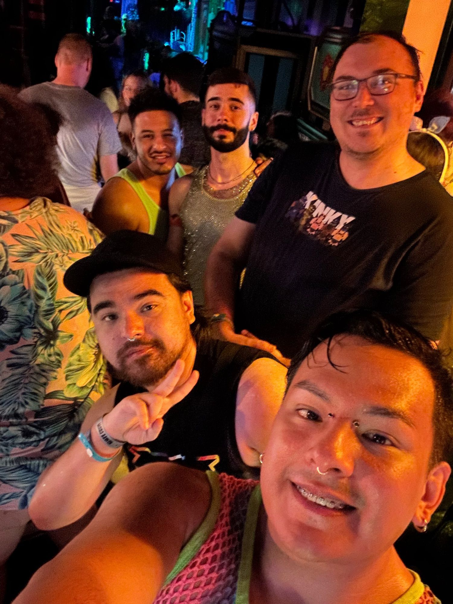 The guys, wet and in line at Unicorn/ Narwhal