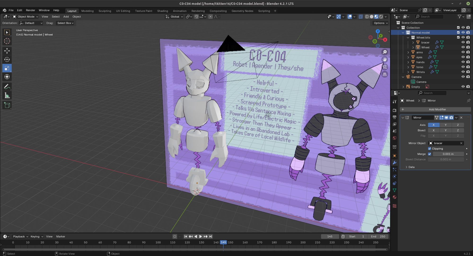 a Work in progress screenshot of a robot that looks like an anthro cat/dog.