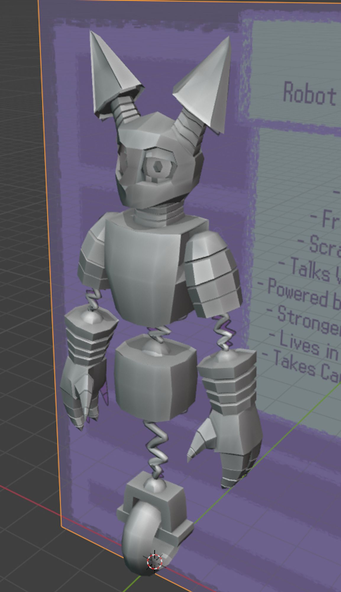 A screenshot of a model WIP of a semi anthro robot character