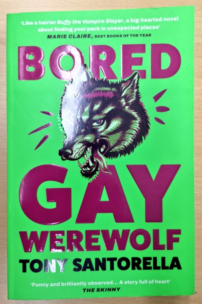 Cover of Tony Santorella's novel Bored gay werewolf showing a wolf head