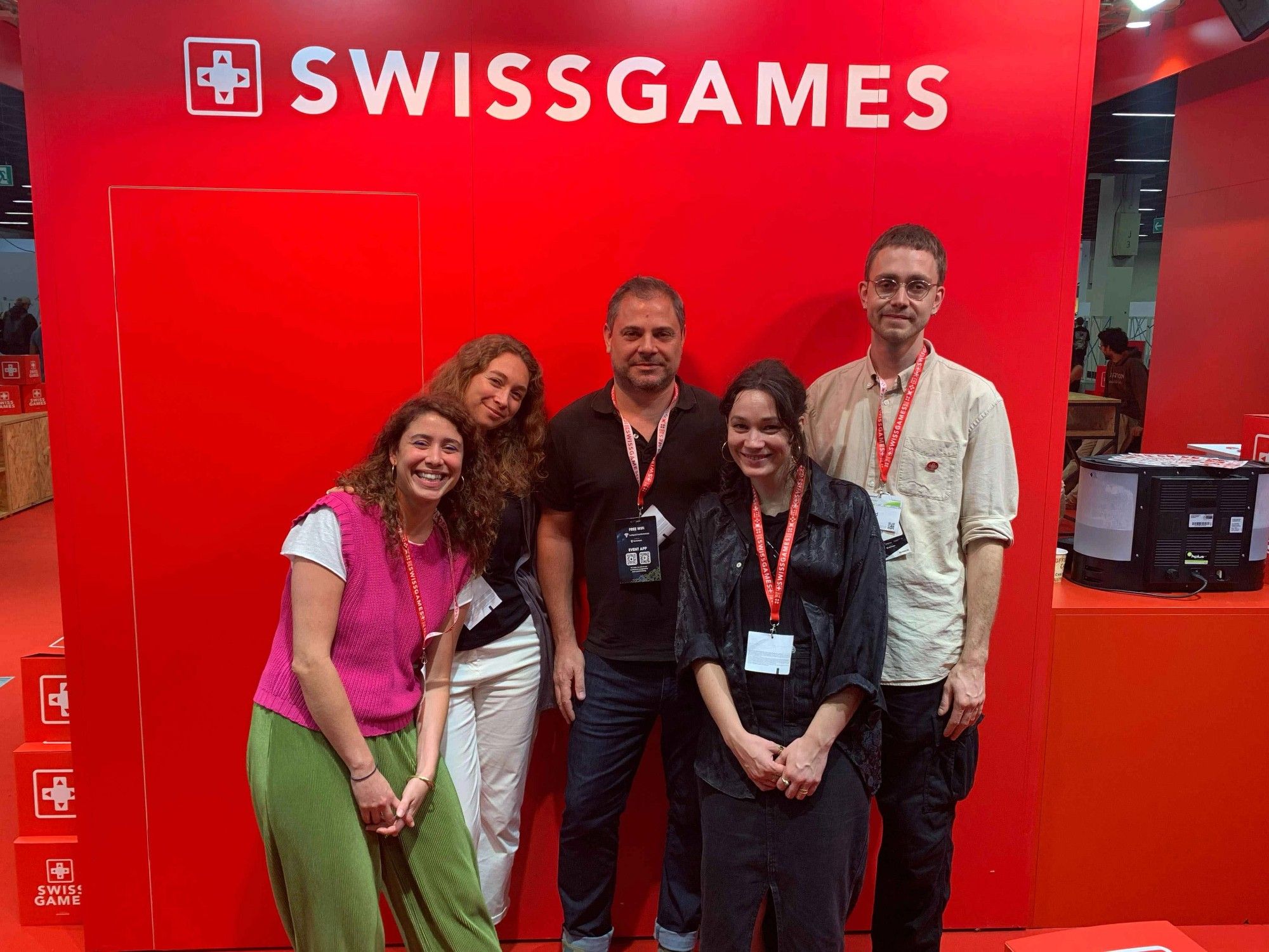 Das Team von Pro Helvetia am SwissGames-Gemeinschaftsstand der gamescom 2023 GamesMarkt/Steininger