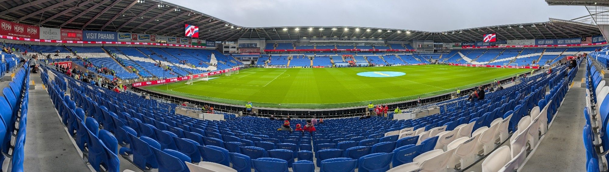 A panoramic shot of the City of Cardiff stadium before the kick off of Wales v Turkey