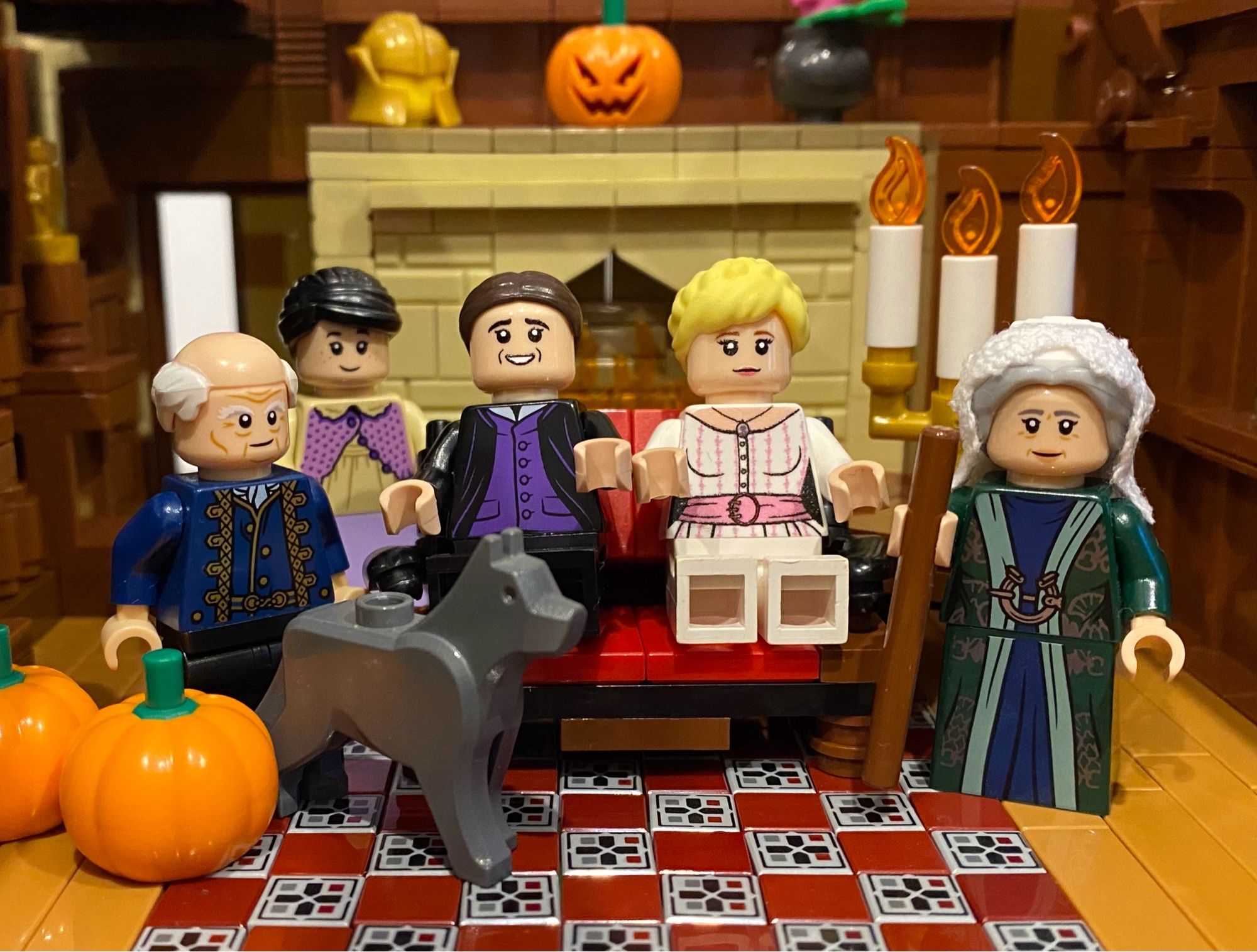 Lego Anne Lister with Ann Walker and the Lister family at Lego Shibden Hall